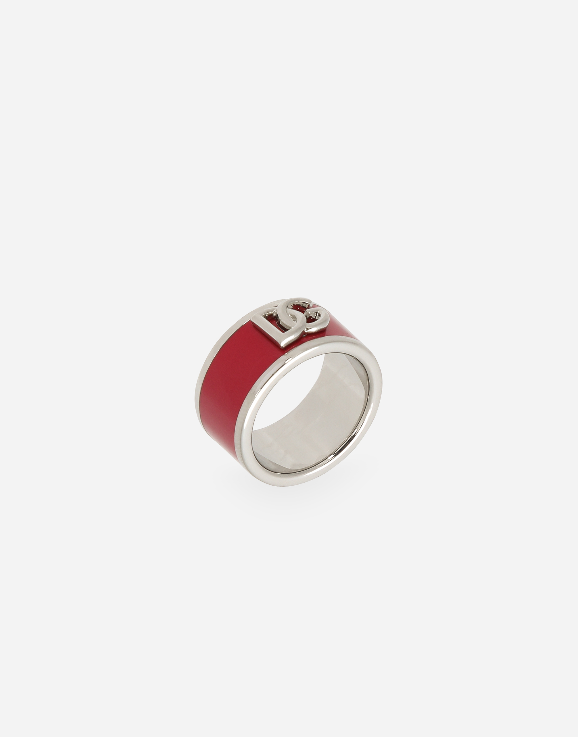 Dolce & Gabbana Logo-plaque Enamel Ring In Fuchsia