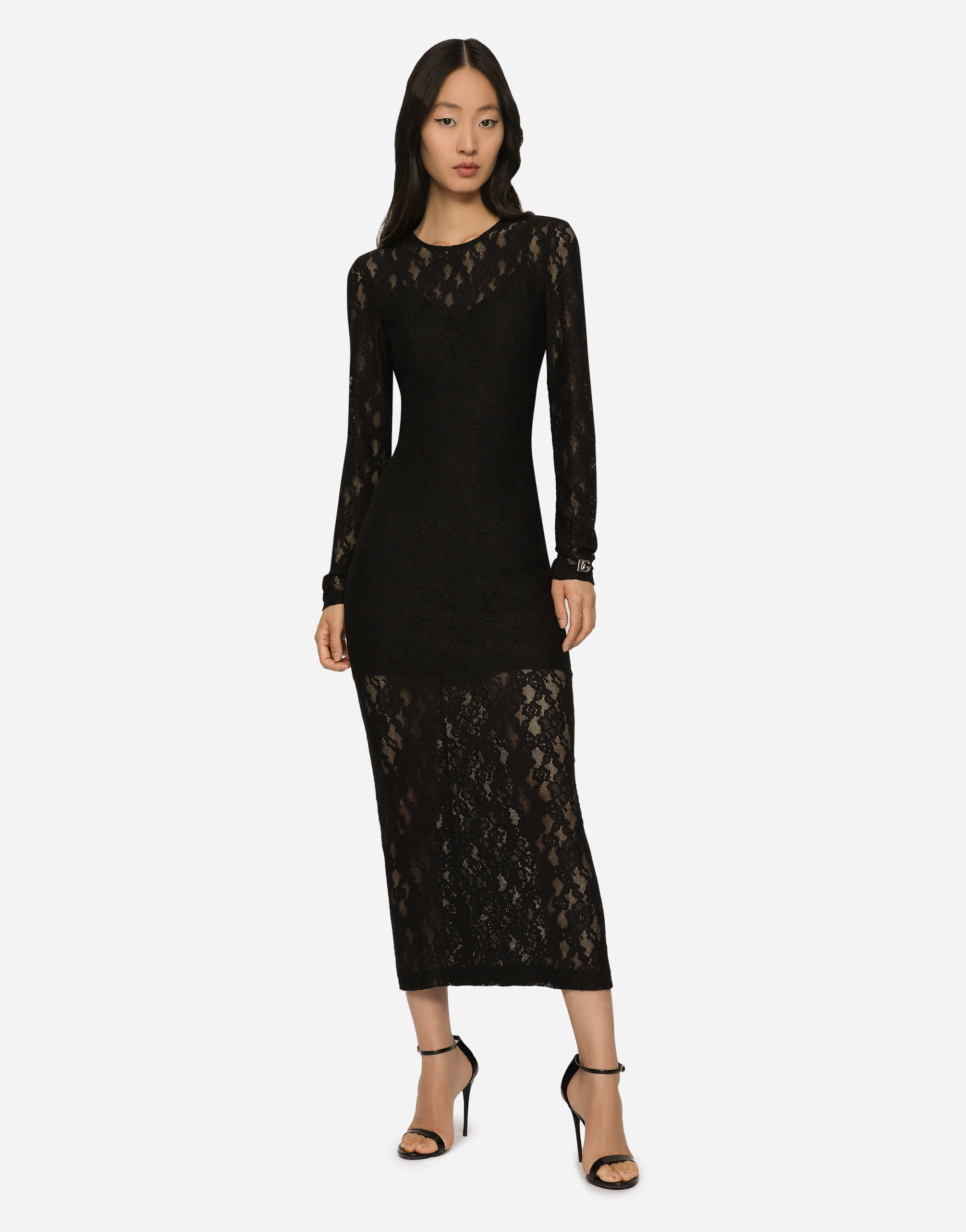 Dolce & Gabbana Long Lace Dress In Black
