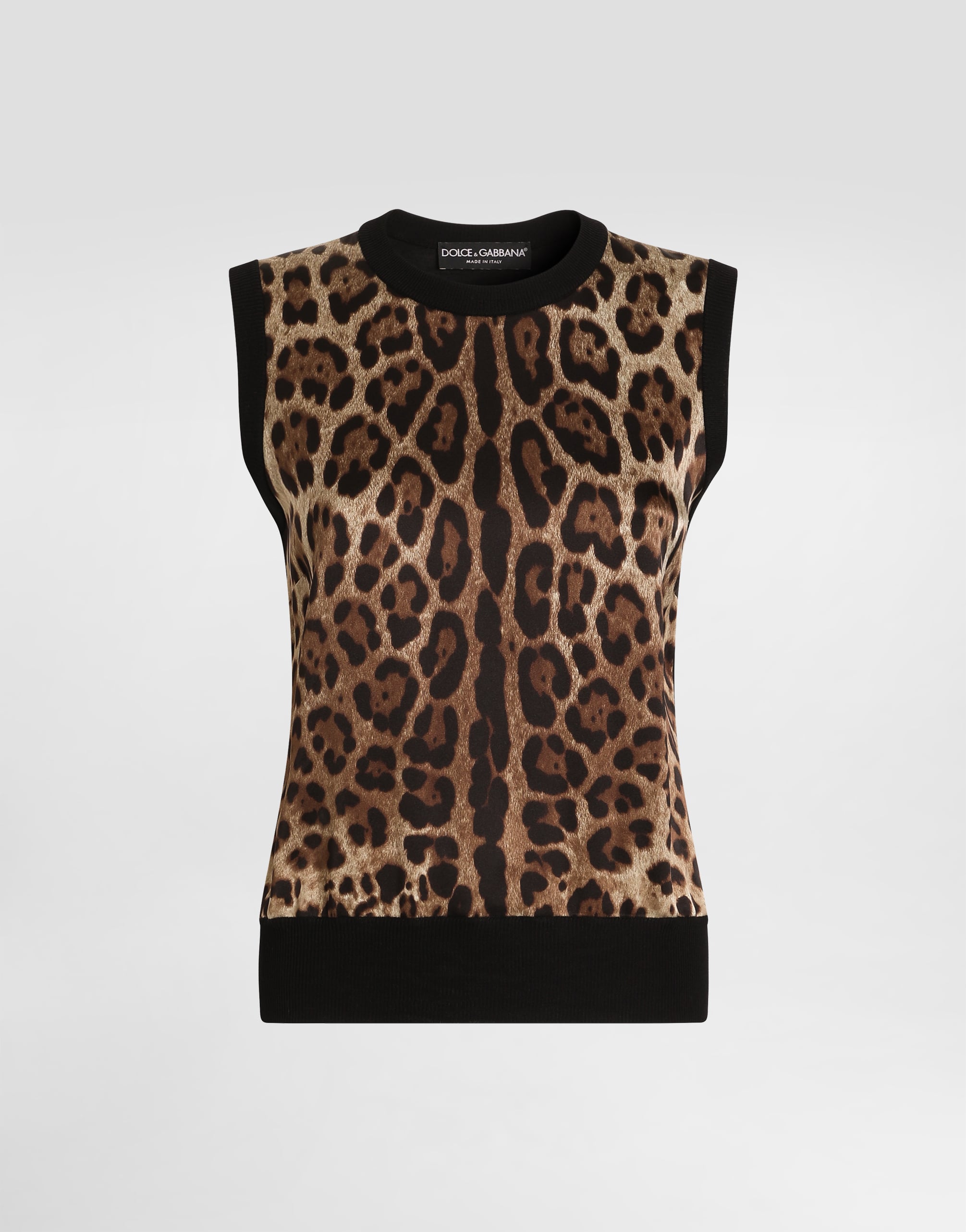Leo-print wool top in Print for Women | Dolce&Gabbana® US