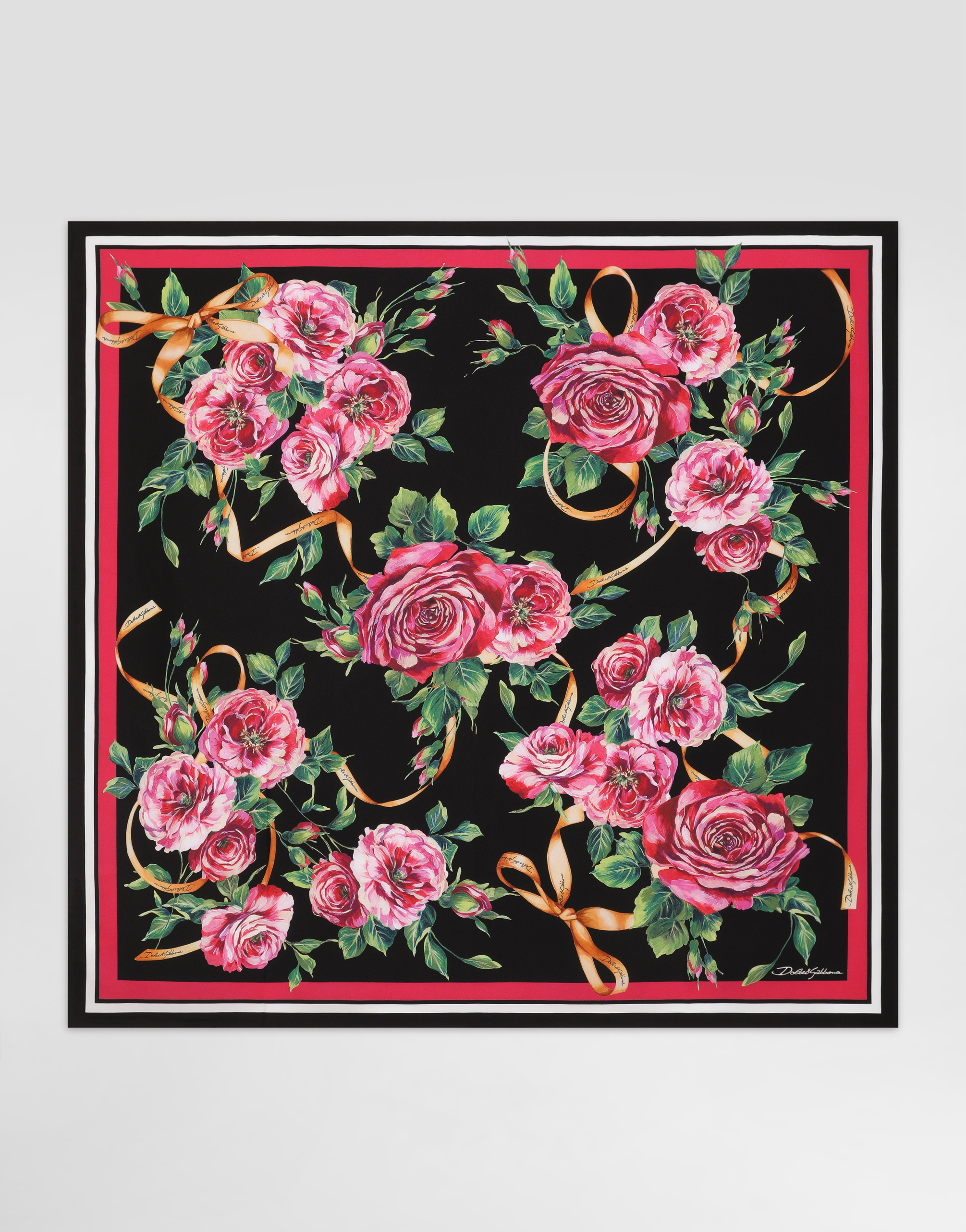 Dolce & Gabbana Rose-print Silk Twill Foulard (90x90) - Woman Scarves And Silks Print Onesize