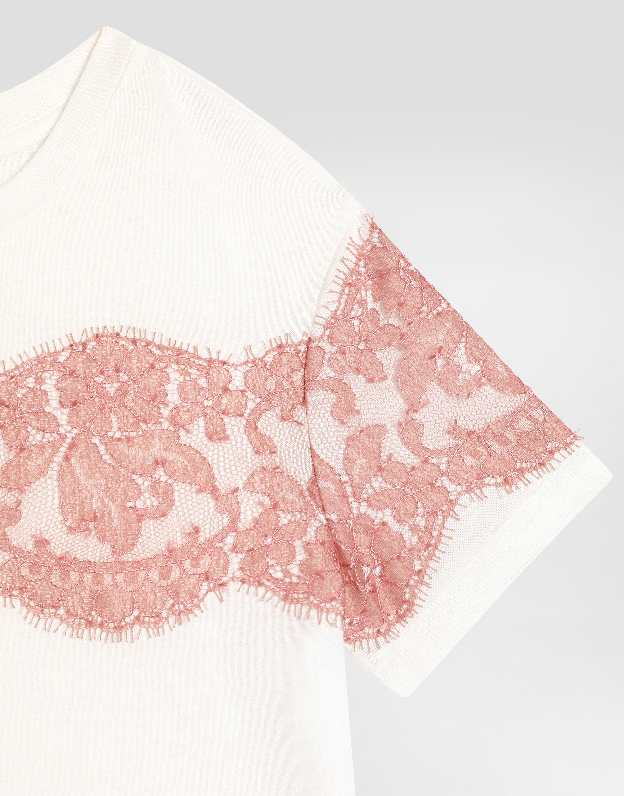 Dolce & Gabbana Jersey And Lace T-shirt In White
