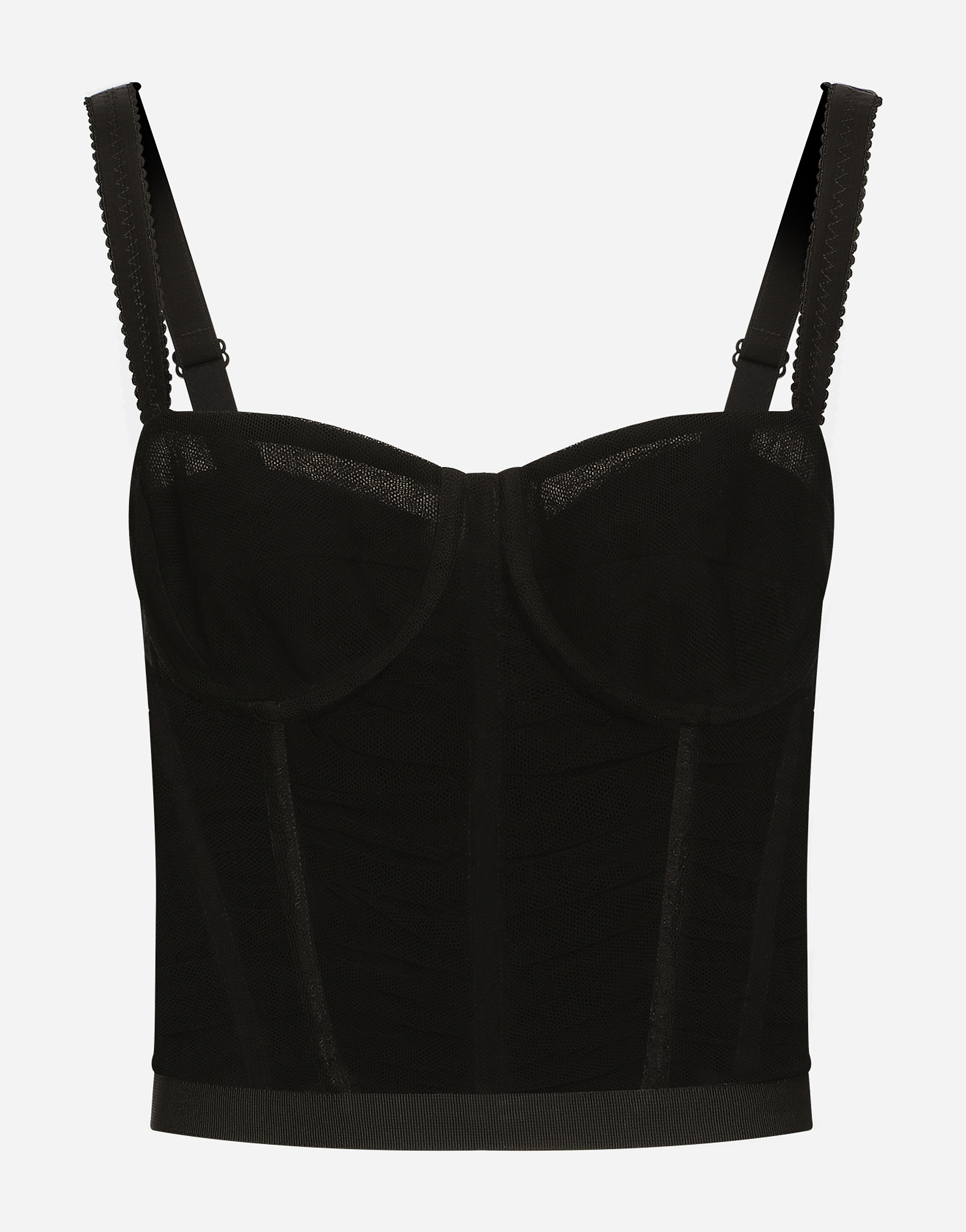 Dolce & Gabbana Draped Tulle Corset In Black