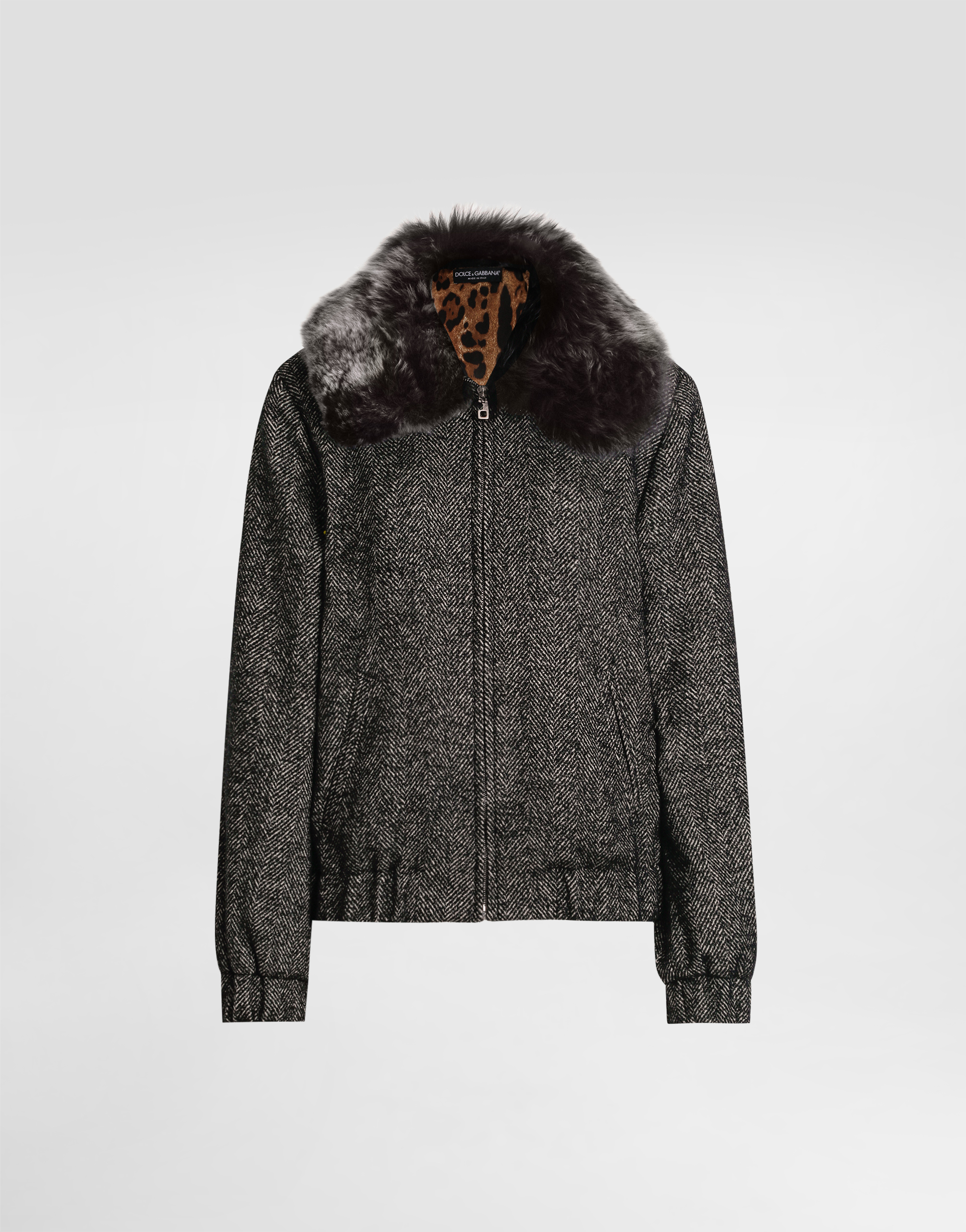 Dolce & Gabbana Wool Chevron Jacket In Multi
