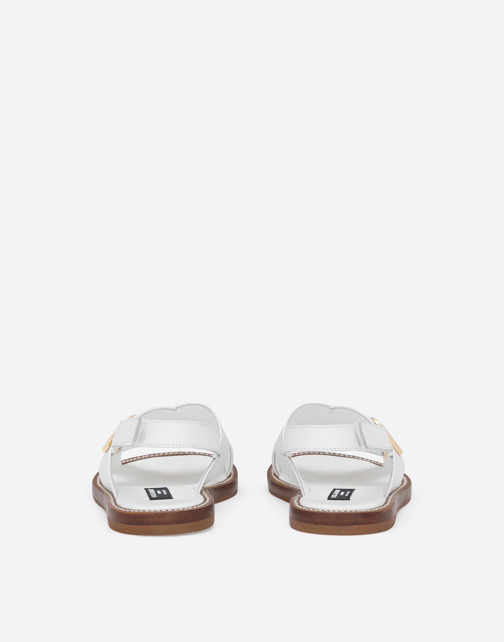 Dolce & Gabbana Kids' Calfskin Sandals With Dg Logo In White