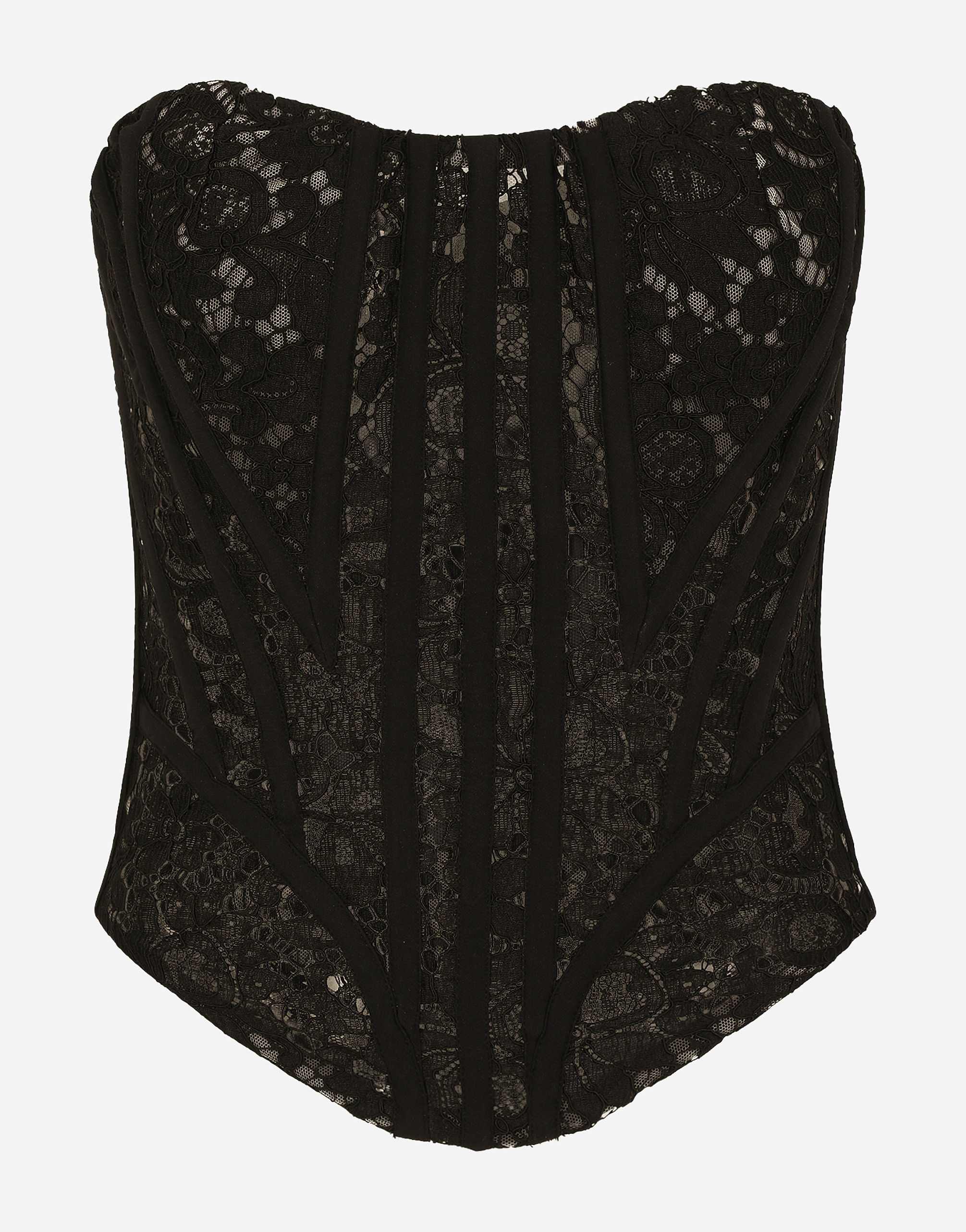 Lace bustier with laces and eyelets in Black for Women