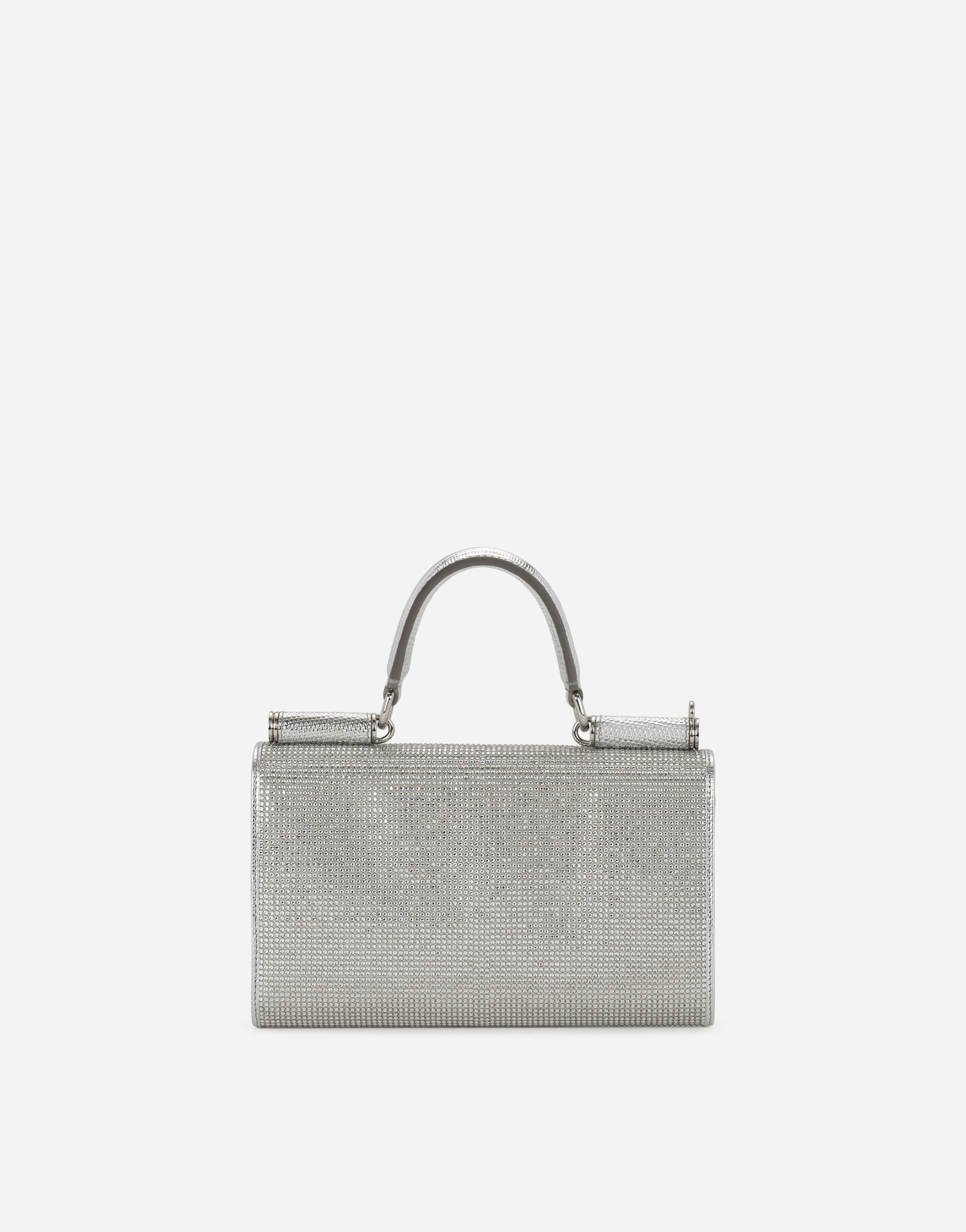 Dolce & Gabbana Satin Phone Bag With Fusible Rhinestones In Silver