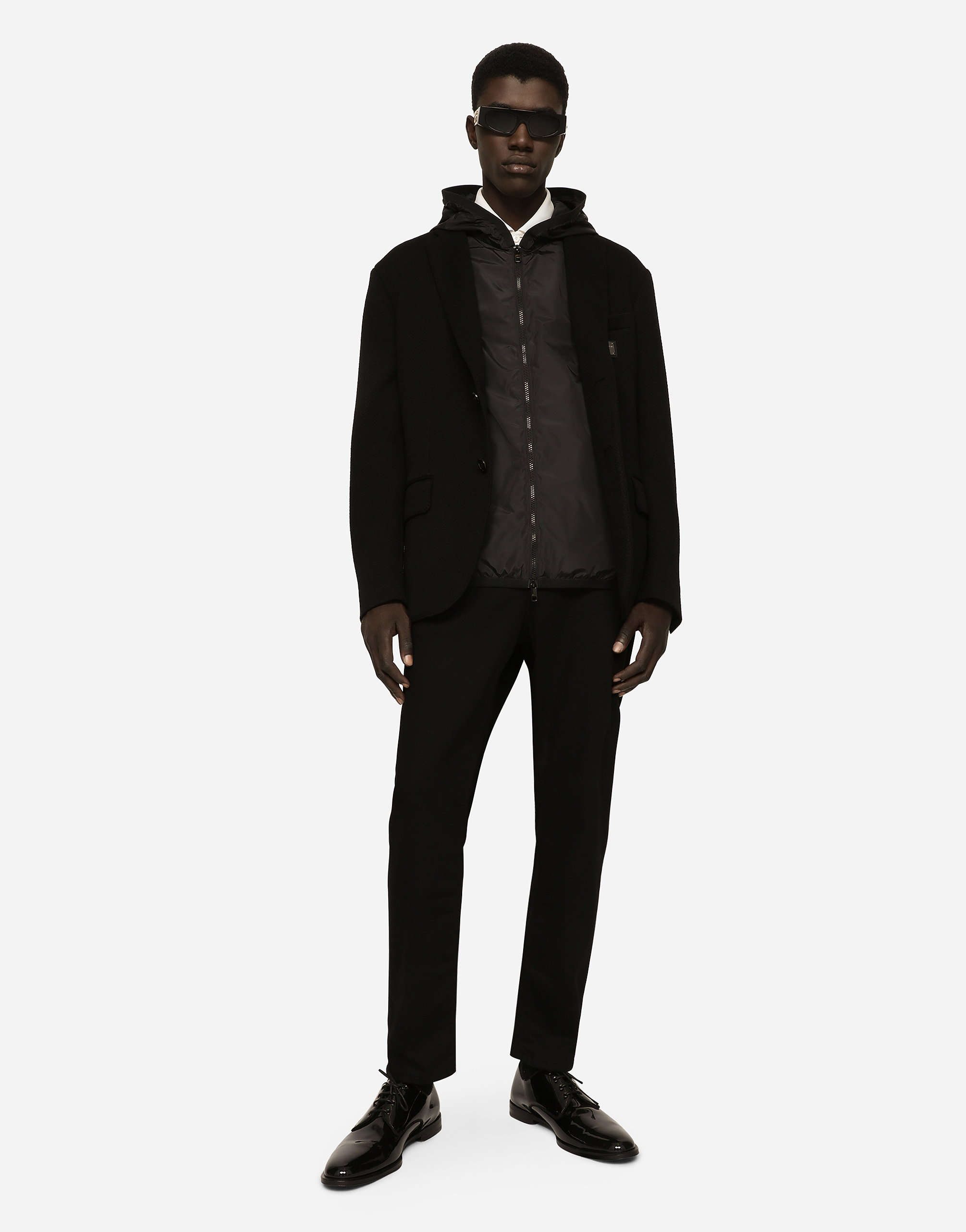 Shop Dolce & Gabbana Hooded Jersey Jacket And Nylon Vest In Black