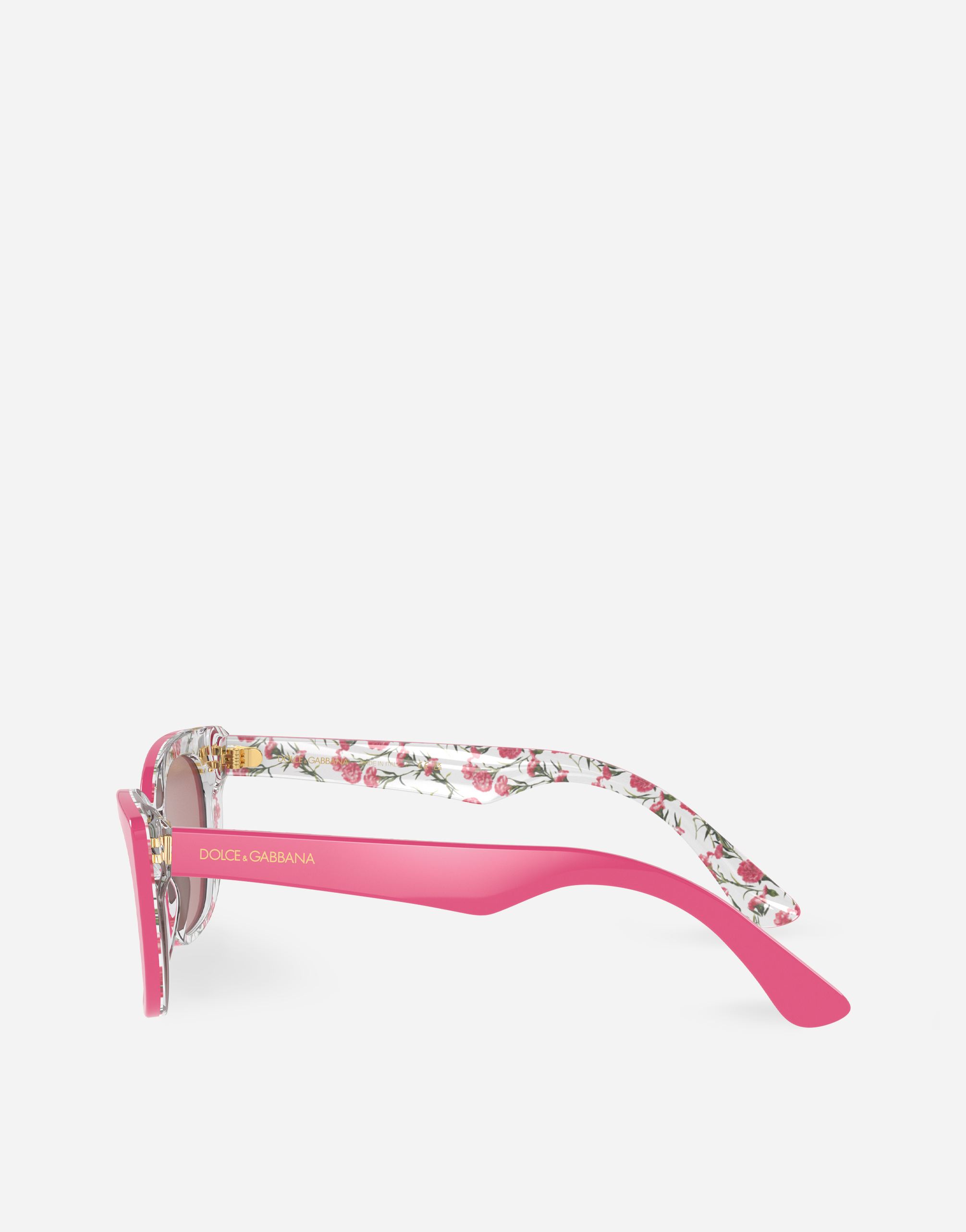 Shop Dolce & Gabbana Happy Garden Sunglasses In Pink On Flowers Print