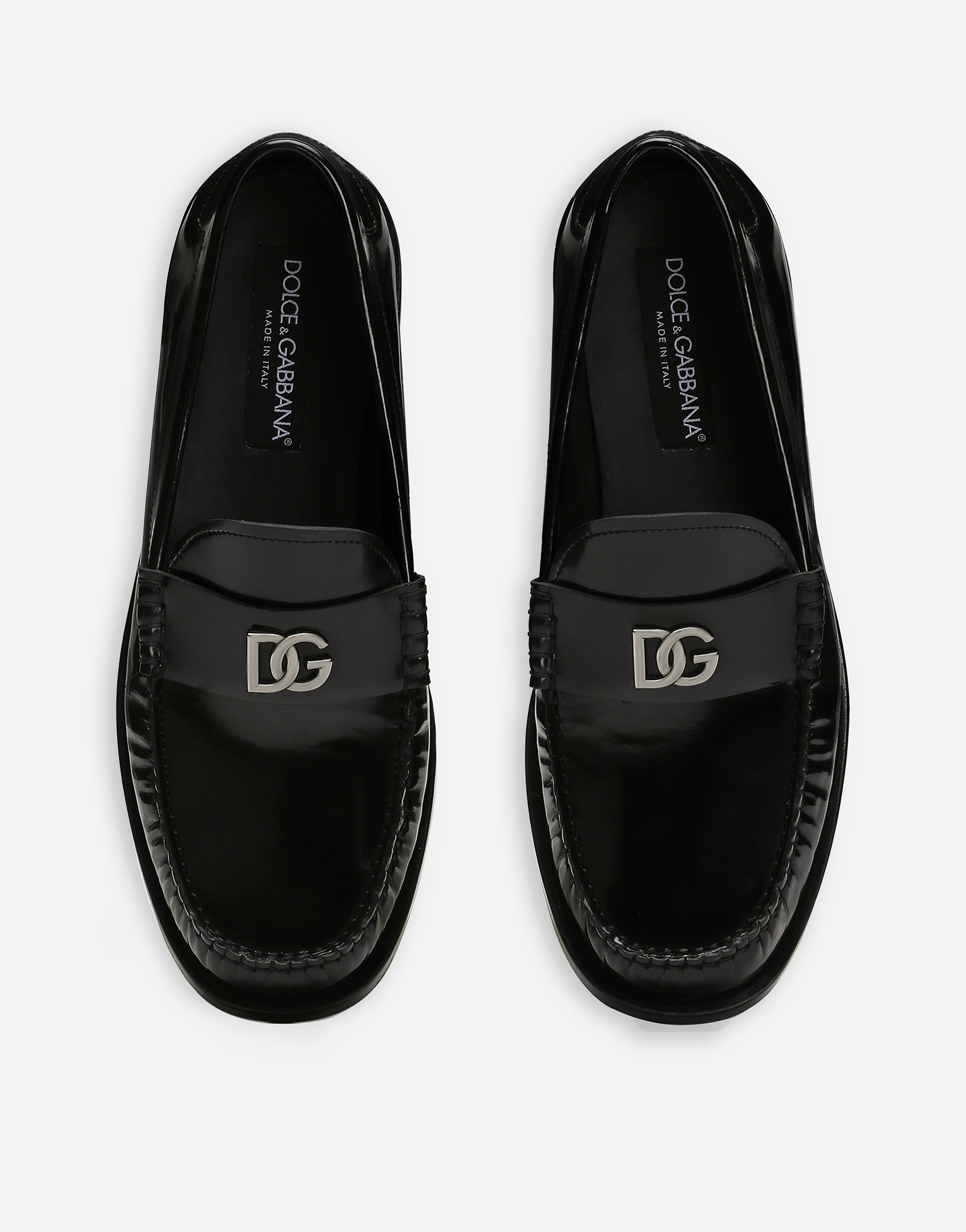 Dolce & Gabbana Dg Medallion Leather Classic Loafers In Black
