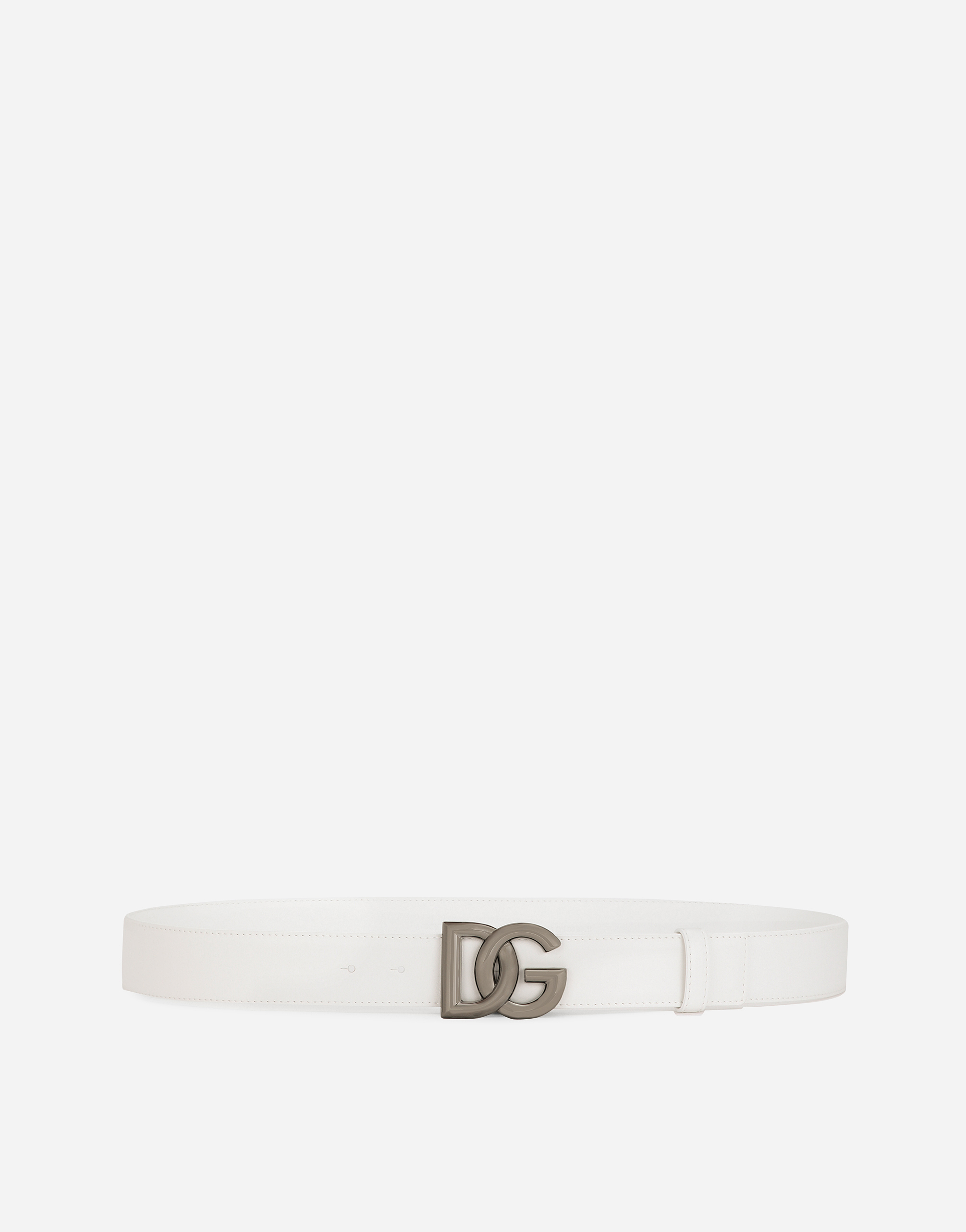 Dolce & Gabbana Belt With Dg Logo Buckle - Man Belts White Leather 120