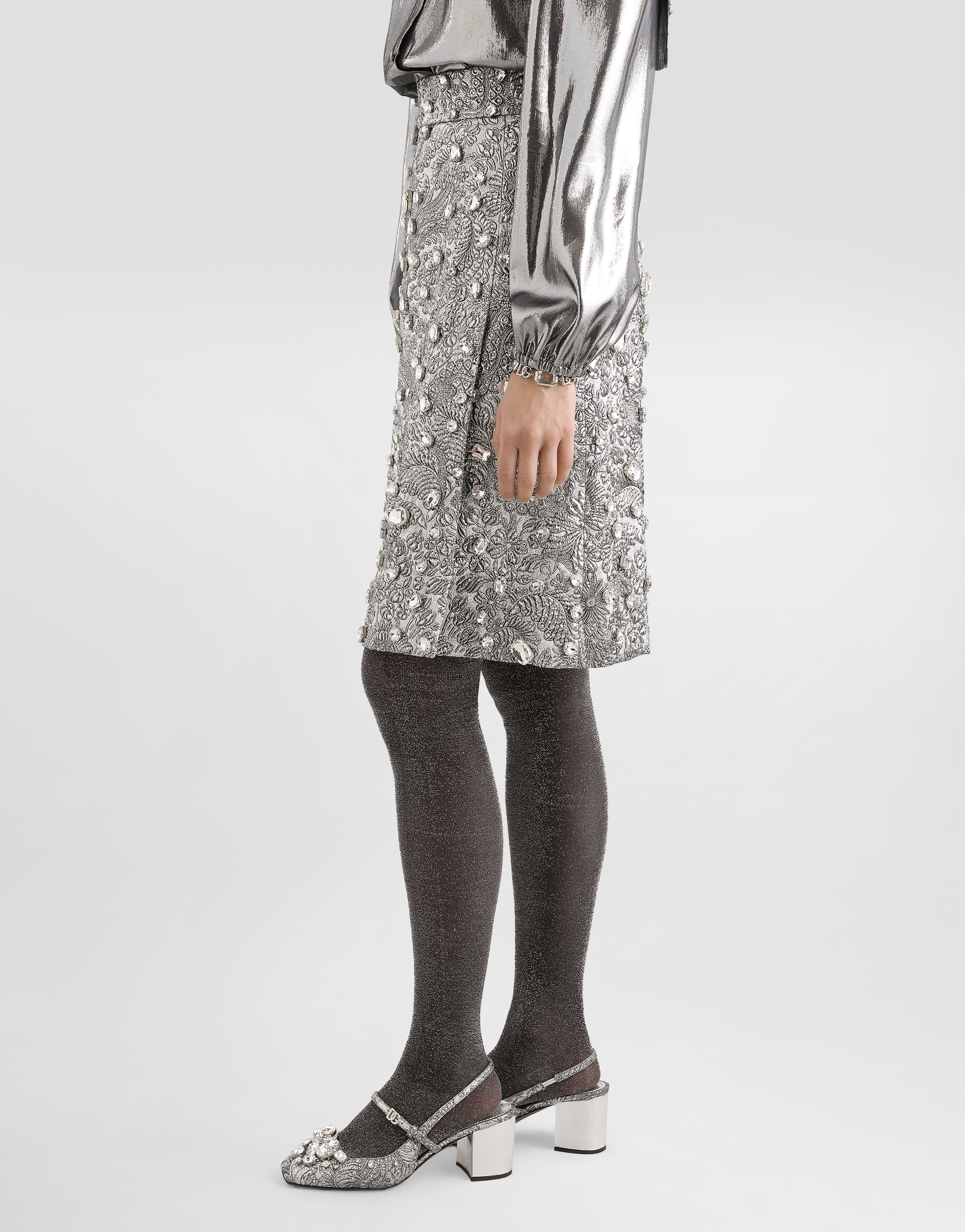 Dolce & Gabbana Crystal-embellished Midi Skirt In Multi