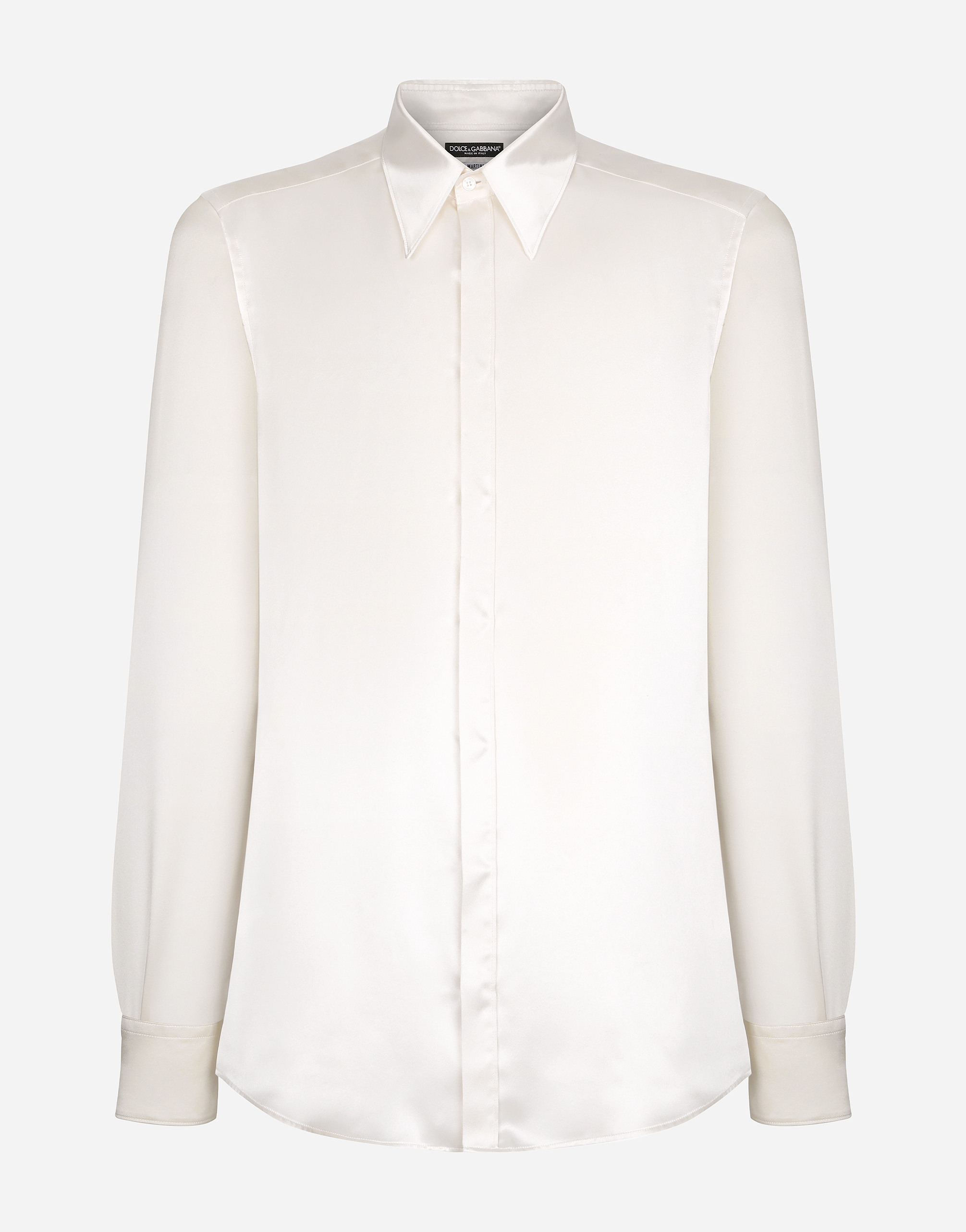 Dolce & Gabbana Silk Satin Martini-fit Shirt In White