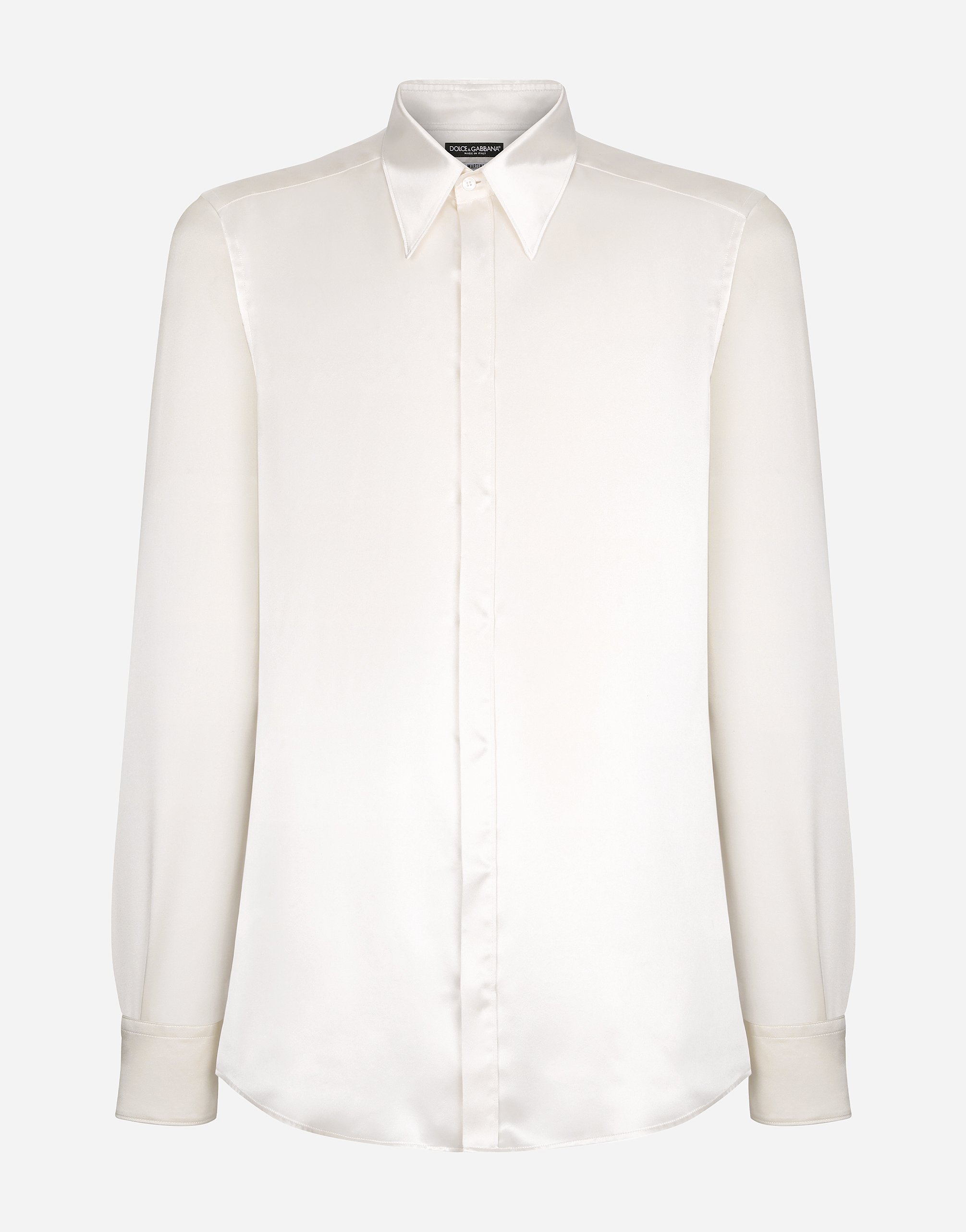 Dolce & Gabbana Silk Satin Martini-fit Shirt In White