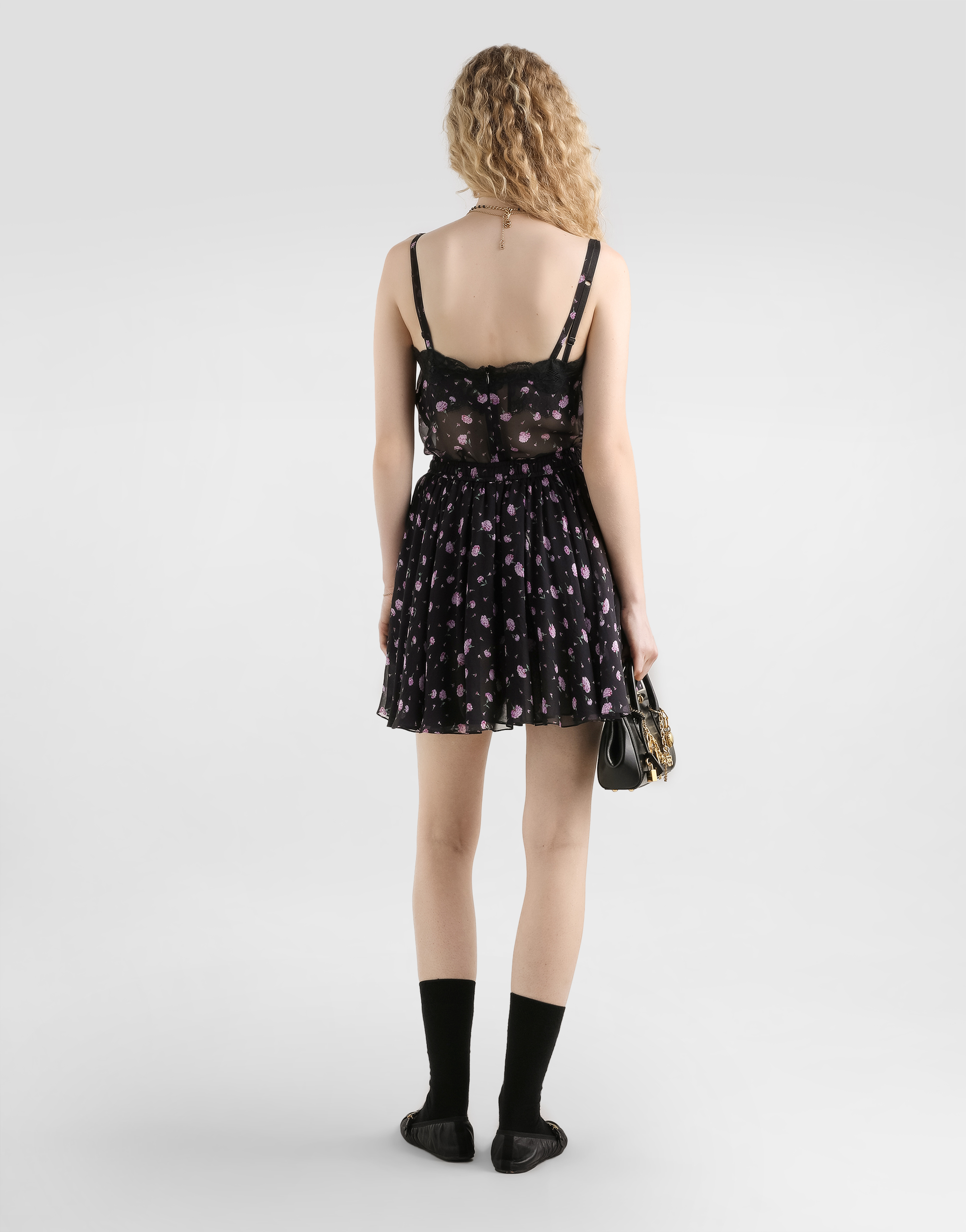 Carnations-print chiffon top