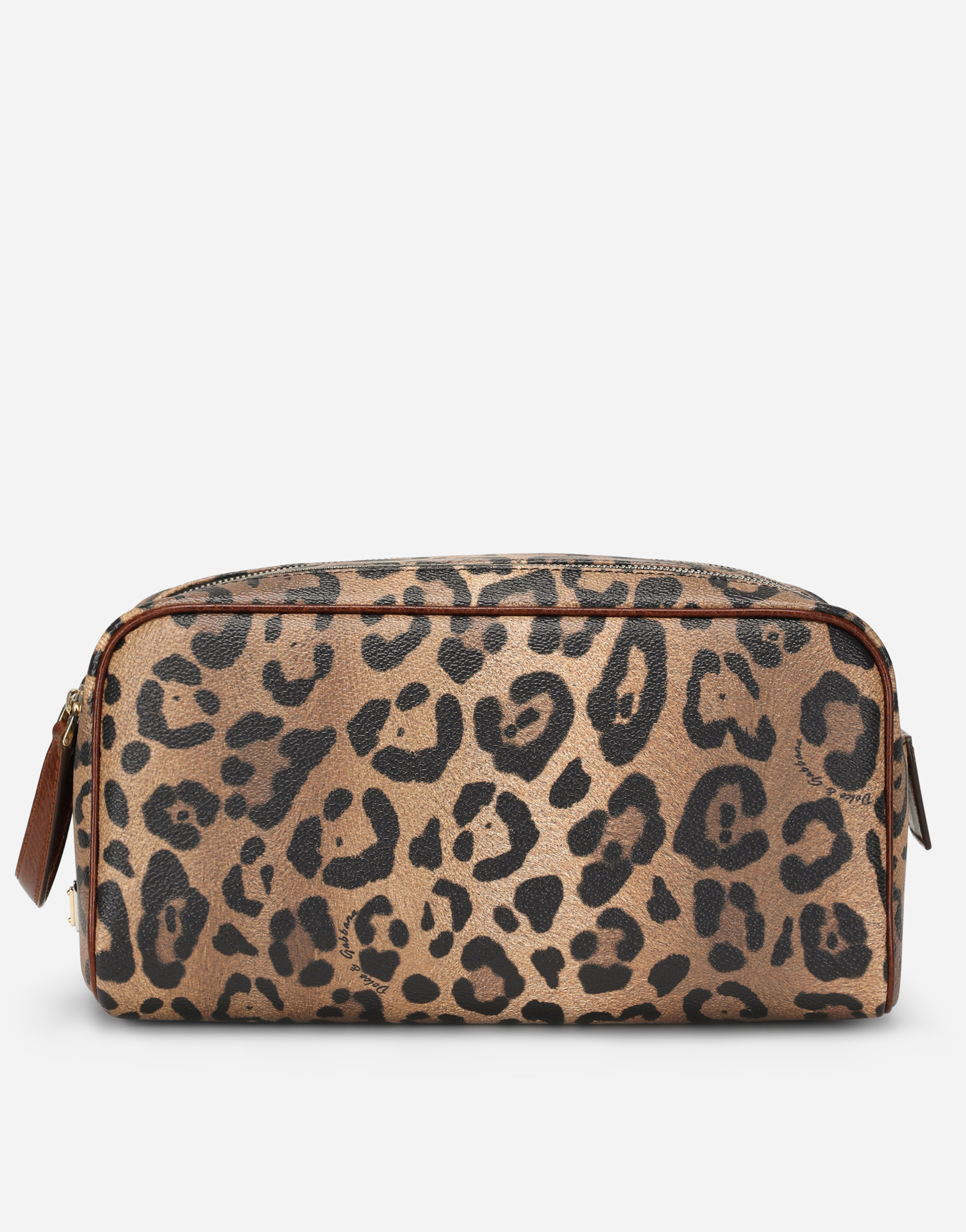 Dolce & Gabbana Airpods Case In Leopard-print Crespo With Branded Plate - Woman Wallets And Small Leather Goods Multicolor Onesize
