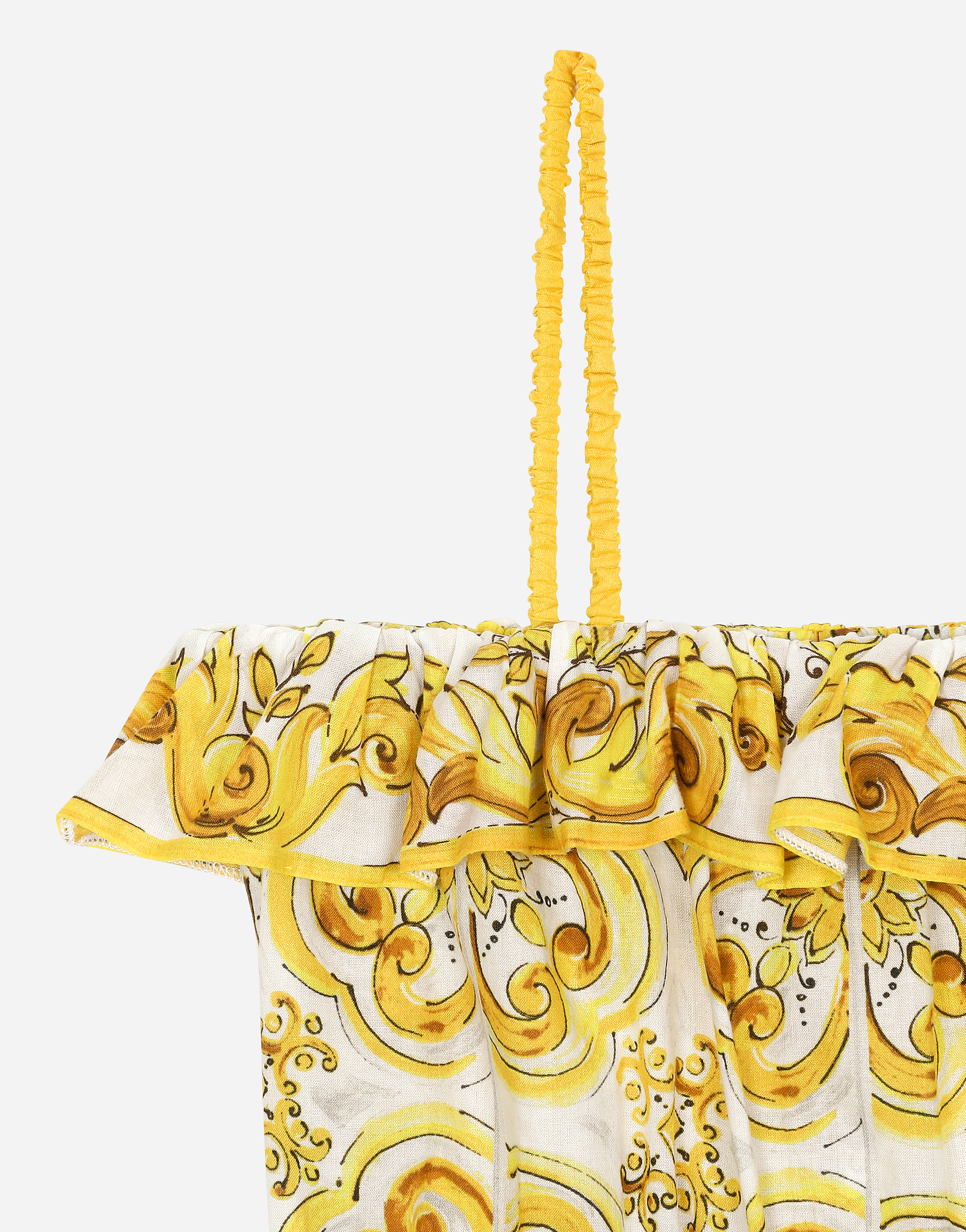 Dolce & Gabbana Batiste Playsuit With Yellow Majolica Print In Print