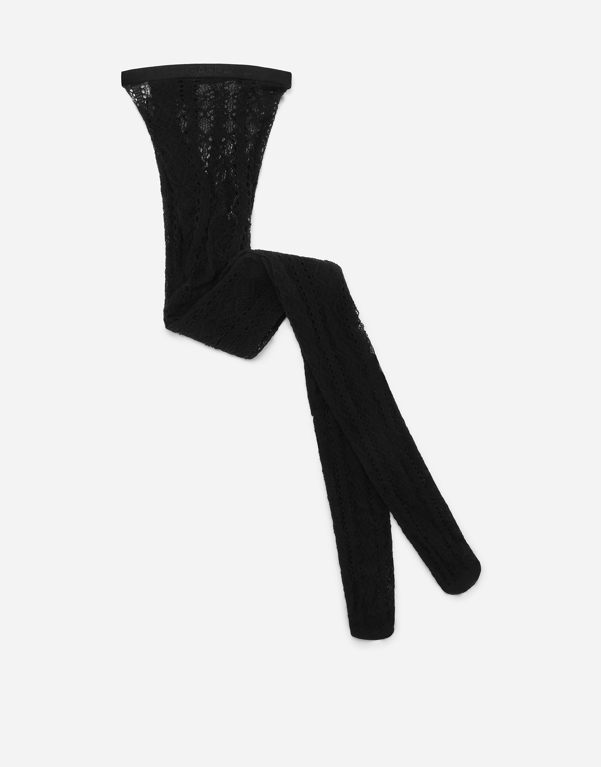 Dolce & Gabbana Openwork Cotton Tights In Black