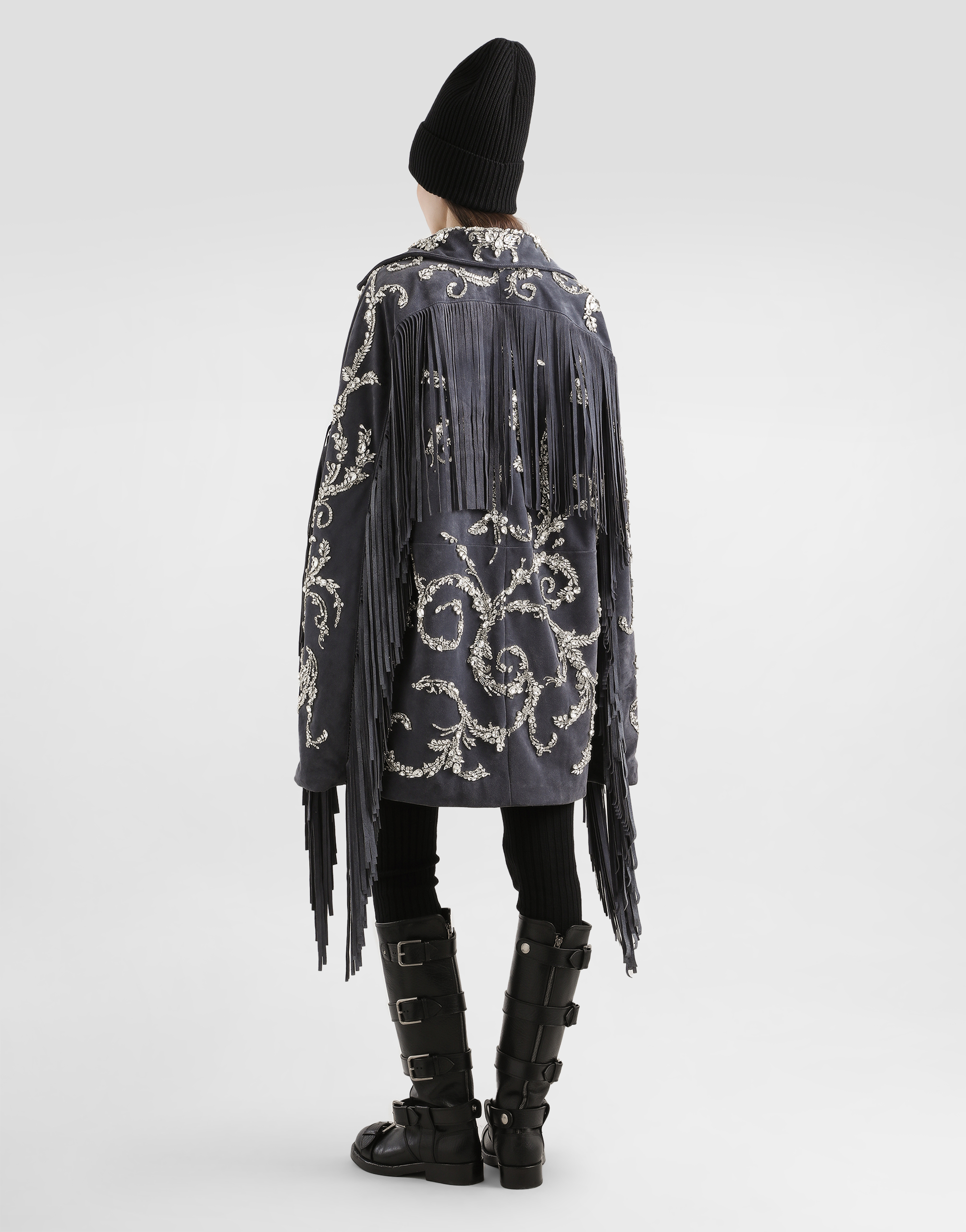 Dolce & Gabbana Embroidered Split Leather Jacket In Multi