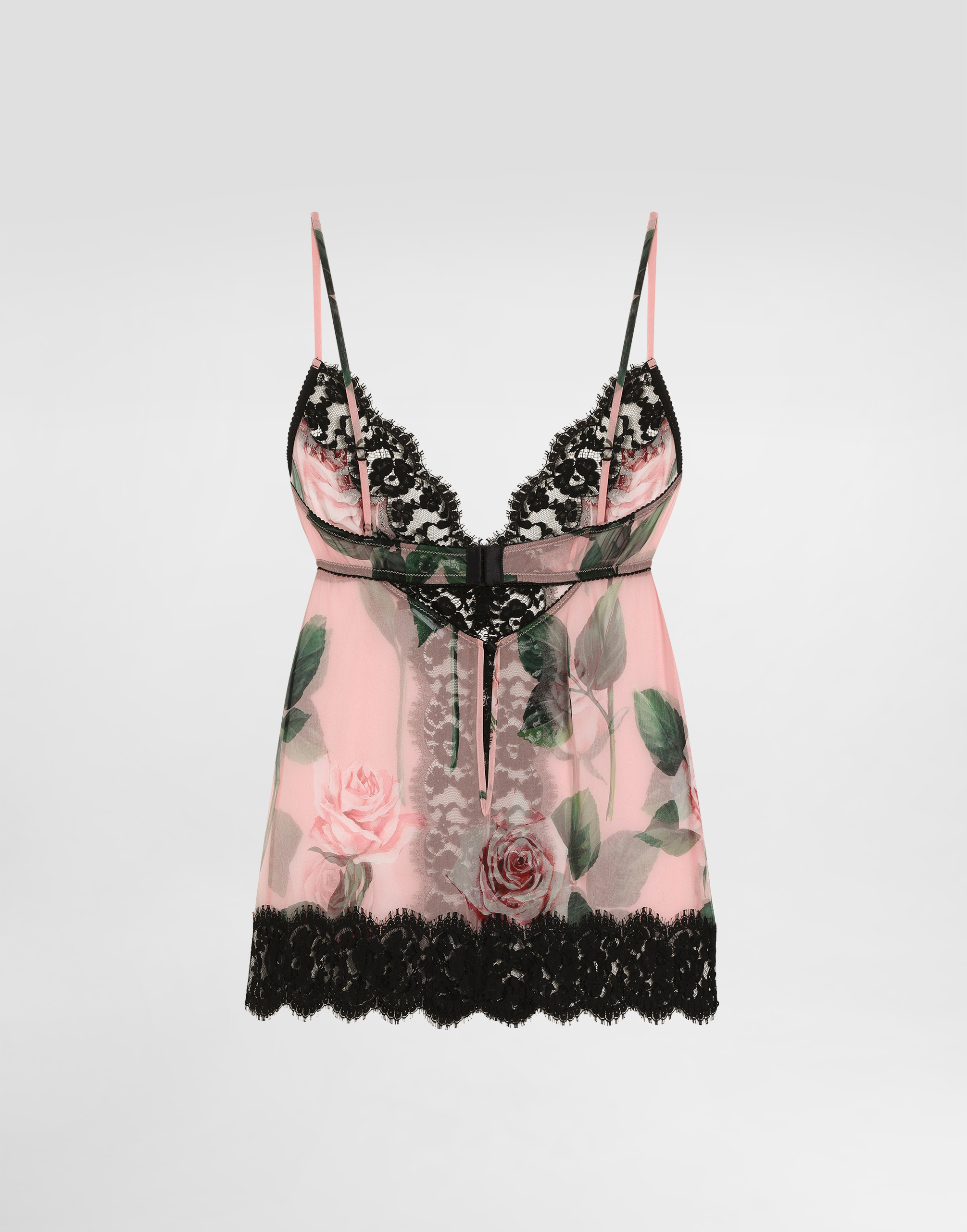 Dolce & Gabbana Chiffon And Lace Lingerie Top In Print