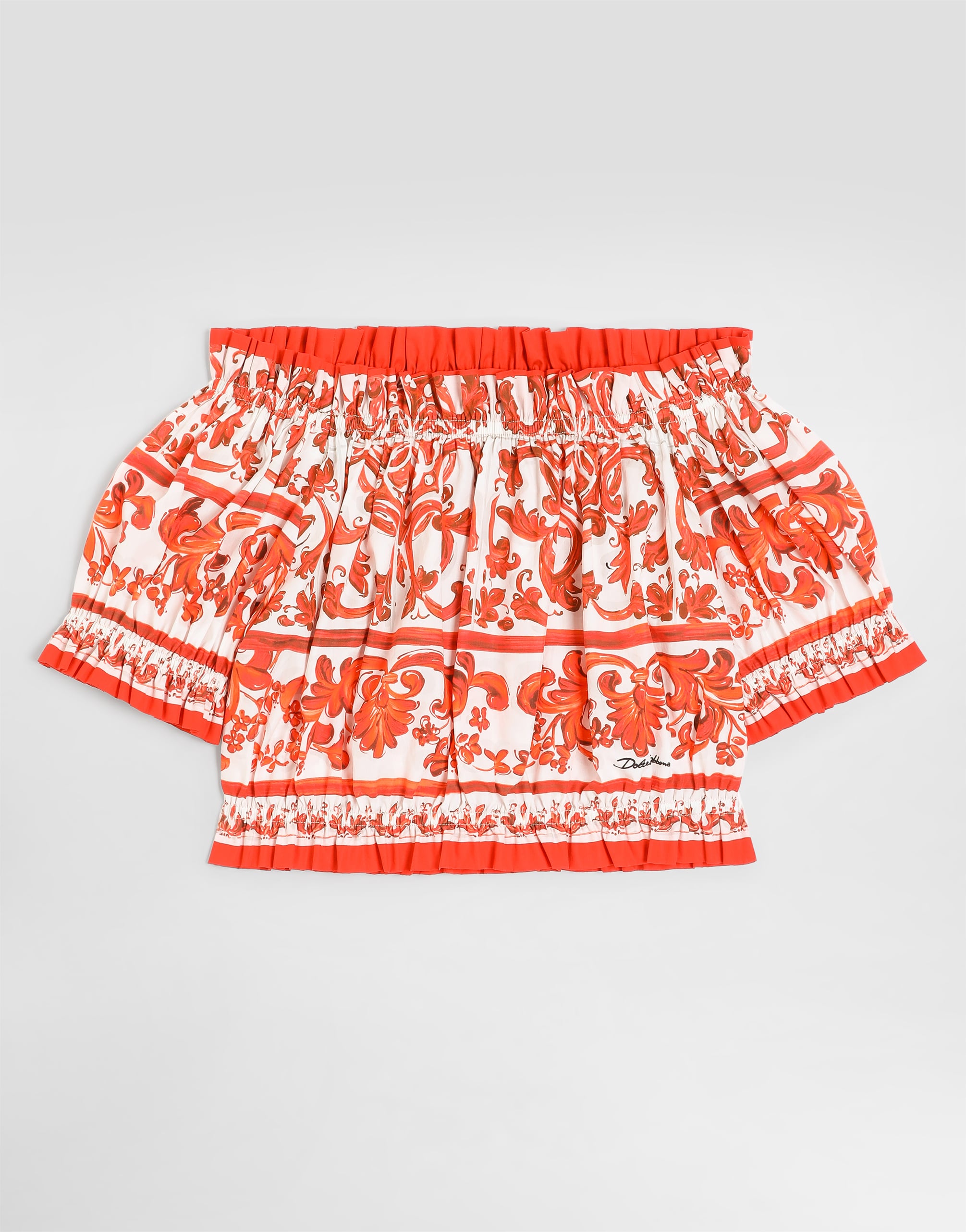Multicolorのガールズ マヨリカプリント ポプリン トップ | Dolce&Gabbana®