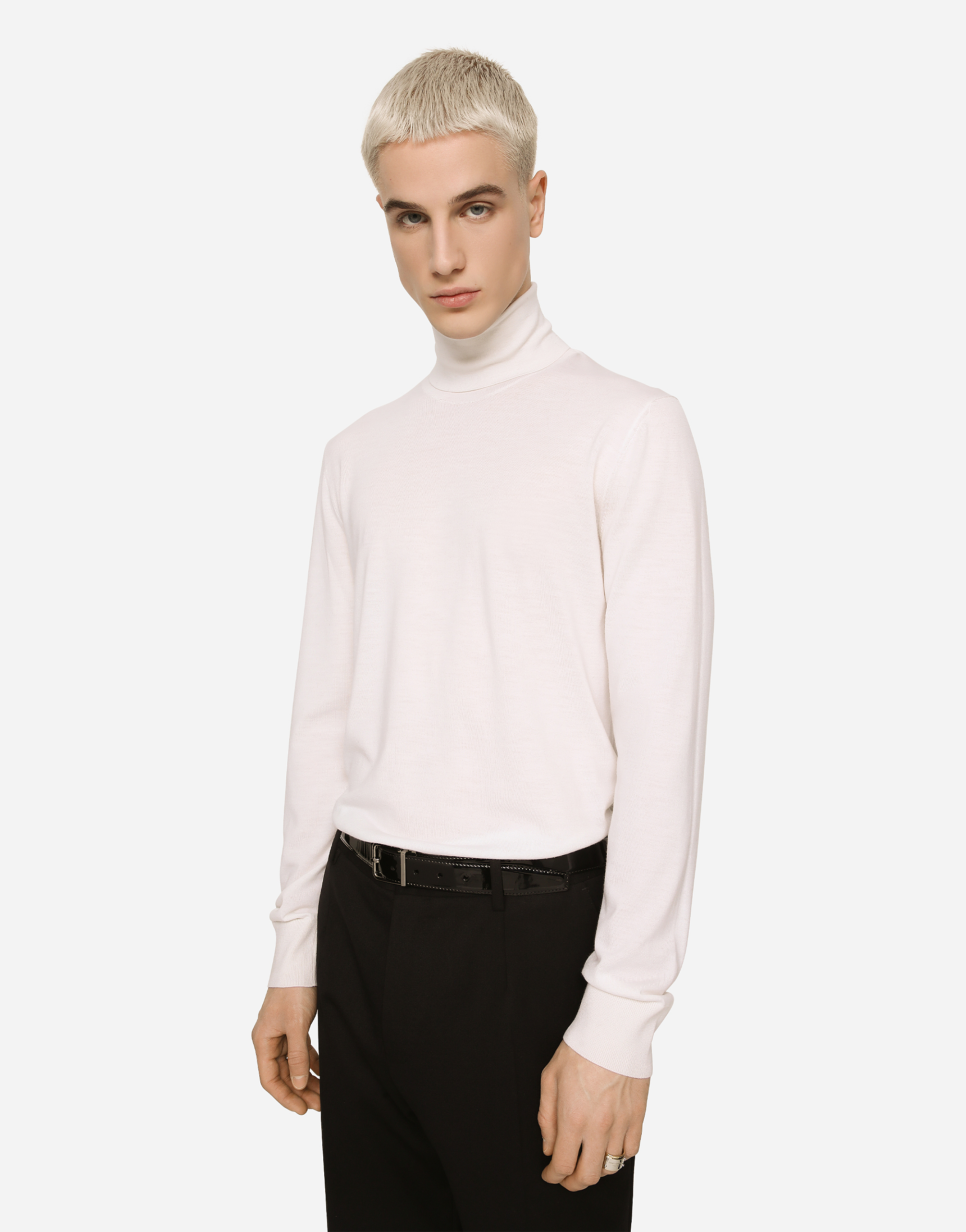 Shop Dolce & Gabbana Wool Turtle-neck Sweater In White