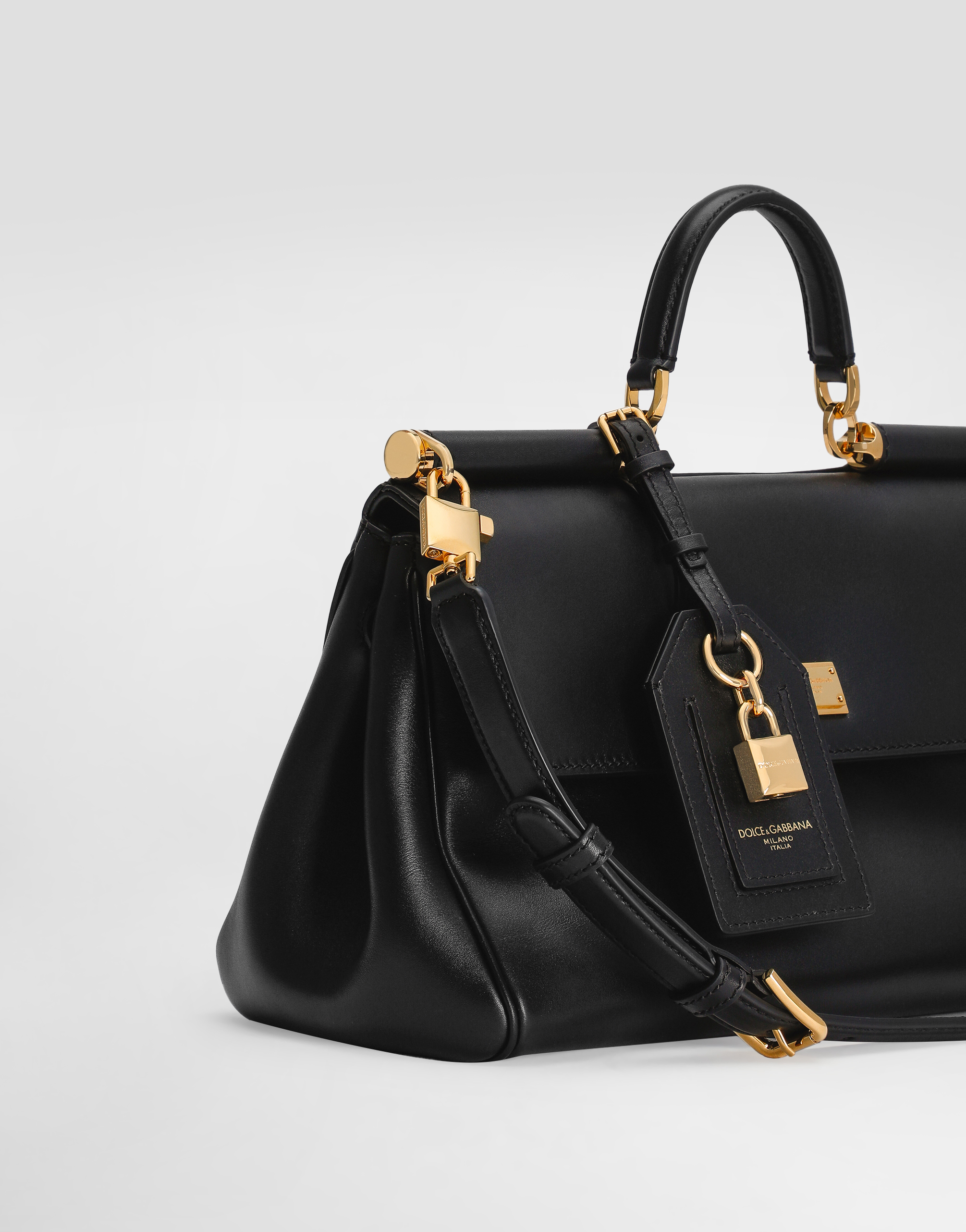 Dolce & Gabbana Women Black 'my Sicily' Medium Handbag With Padlock Detail And Adjustable And Remova In Blue