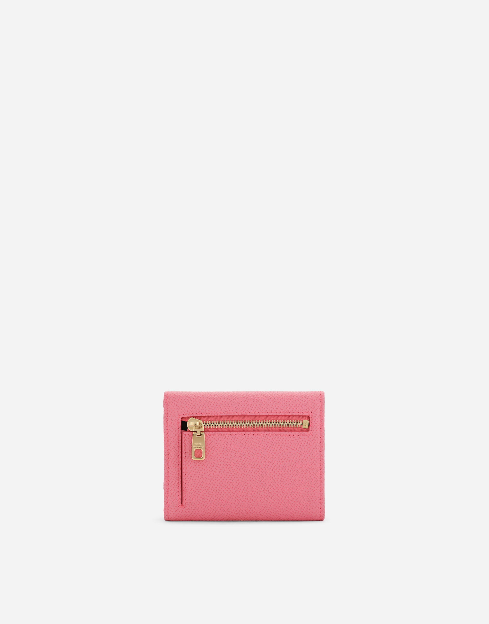Dolce & Gabbana Calfskin Wallet With Branded Plate In Pink