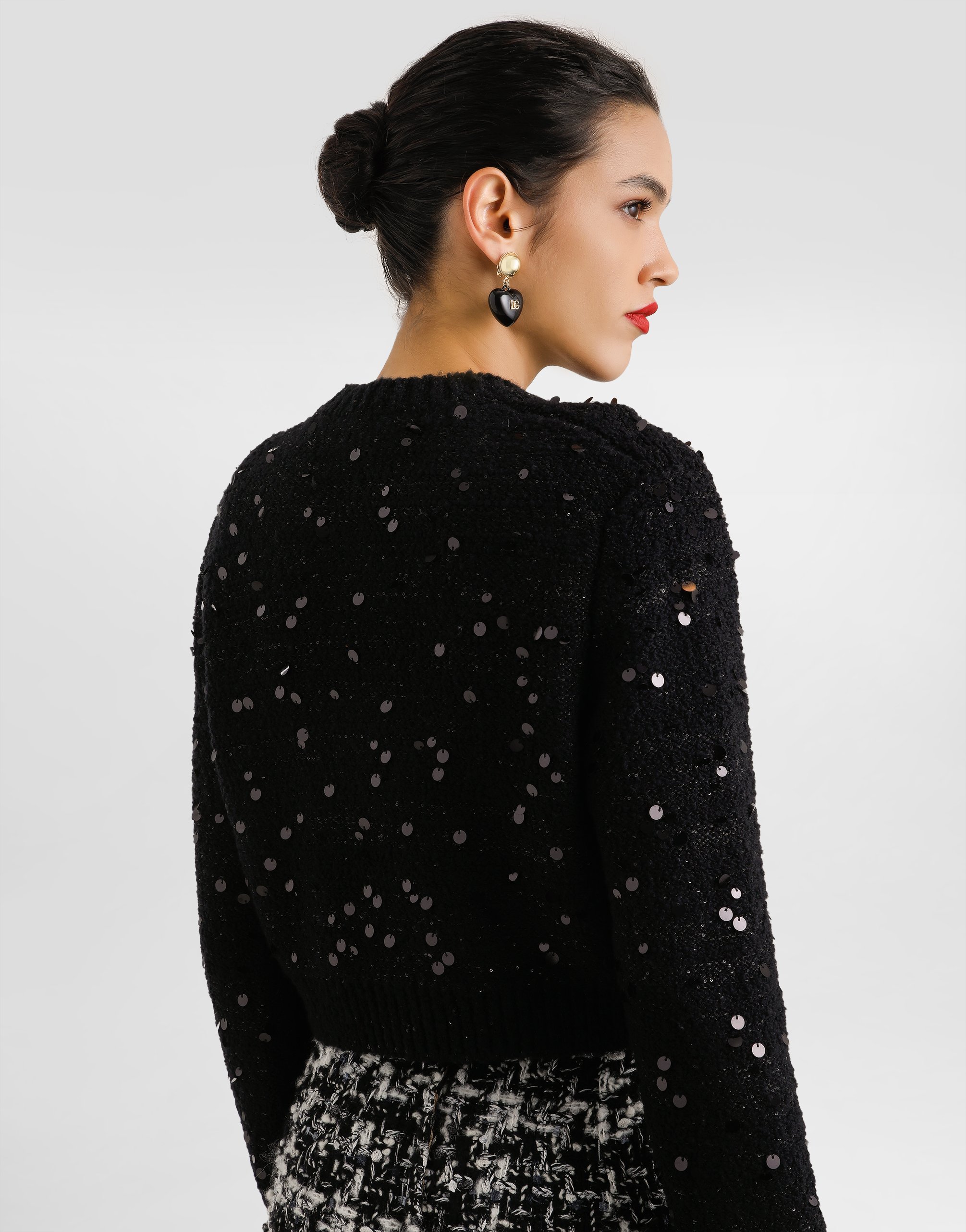 Dolce & Gabbana Wool Blend Cardigan In Black