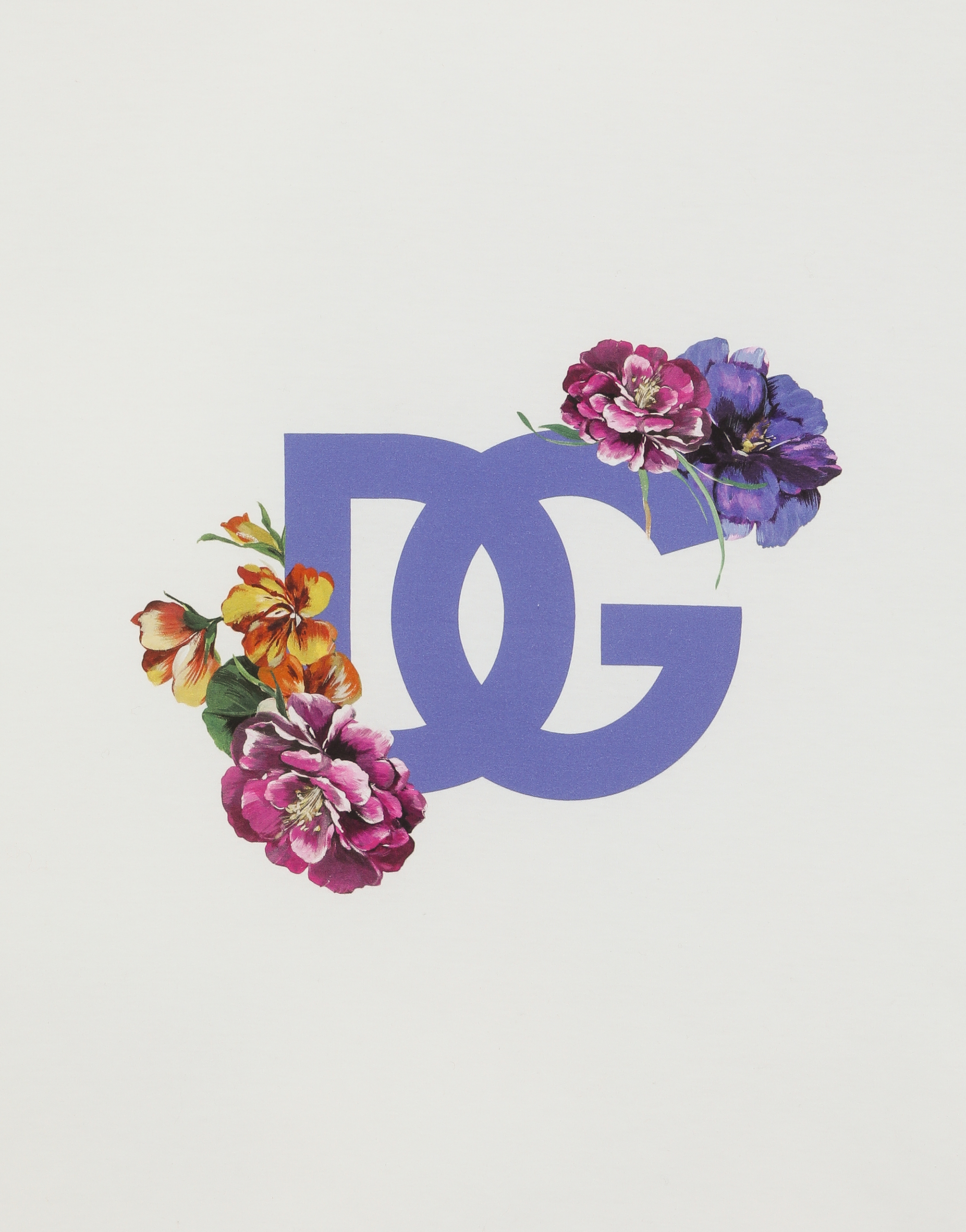 Dolce & Gabbana Flower-print Interlock Blanket With Ruffles In White