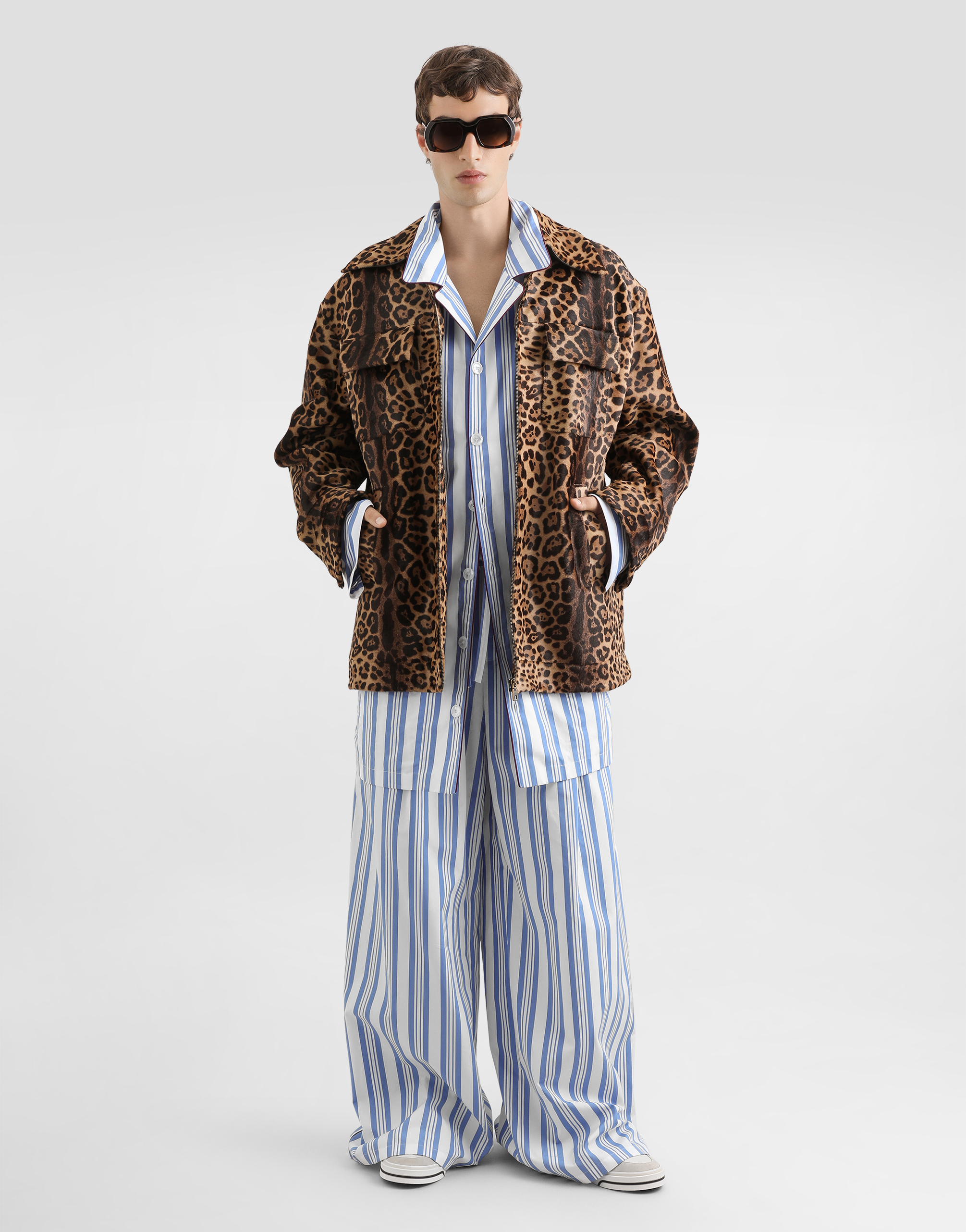  Dolce & Gabbana Giubbotto Stile Camicia In Cavallino Stampa Leopardo - Uomo Cappotti E Giubbotti Multicolore 48 