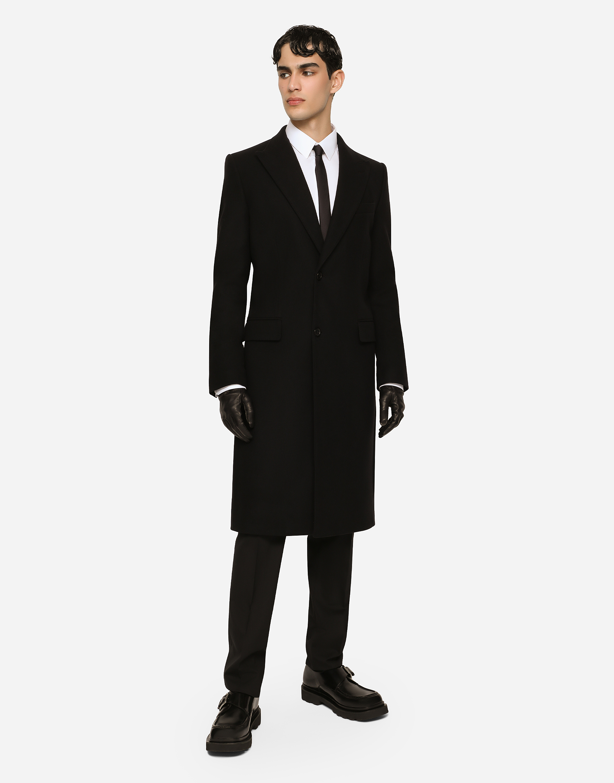 Dolce & Gabbana Wool Single-breasted Coat In Black