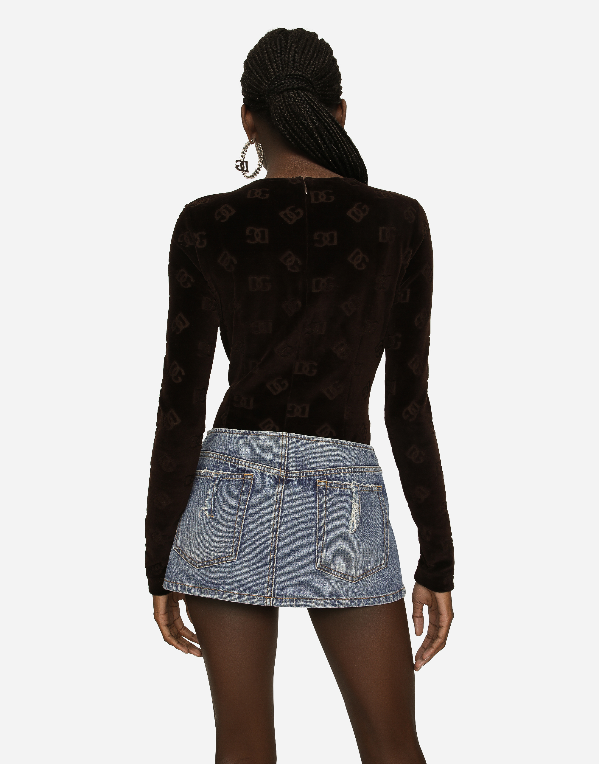 DOLCE & GABBANA DENIM MINI SKIRT WITH RIPS