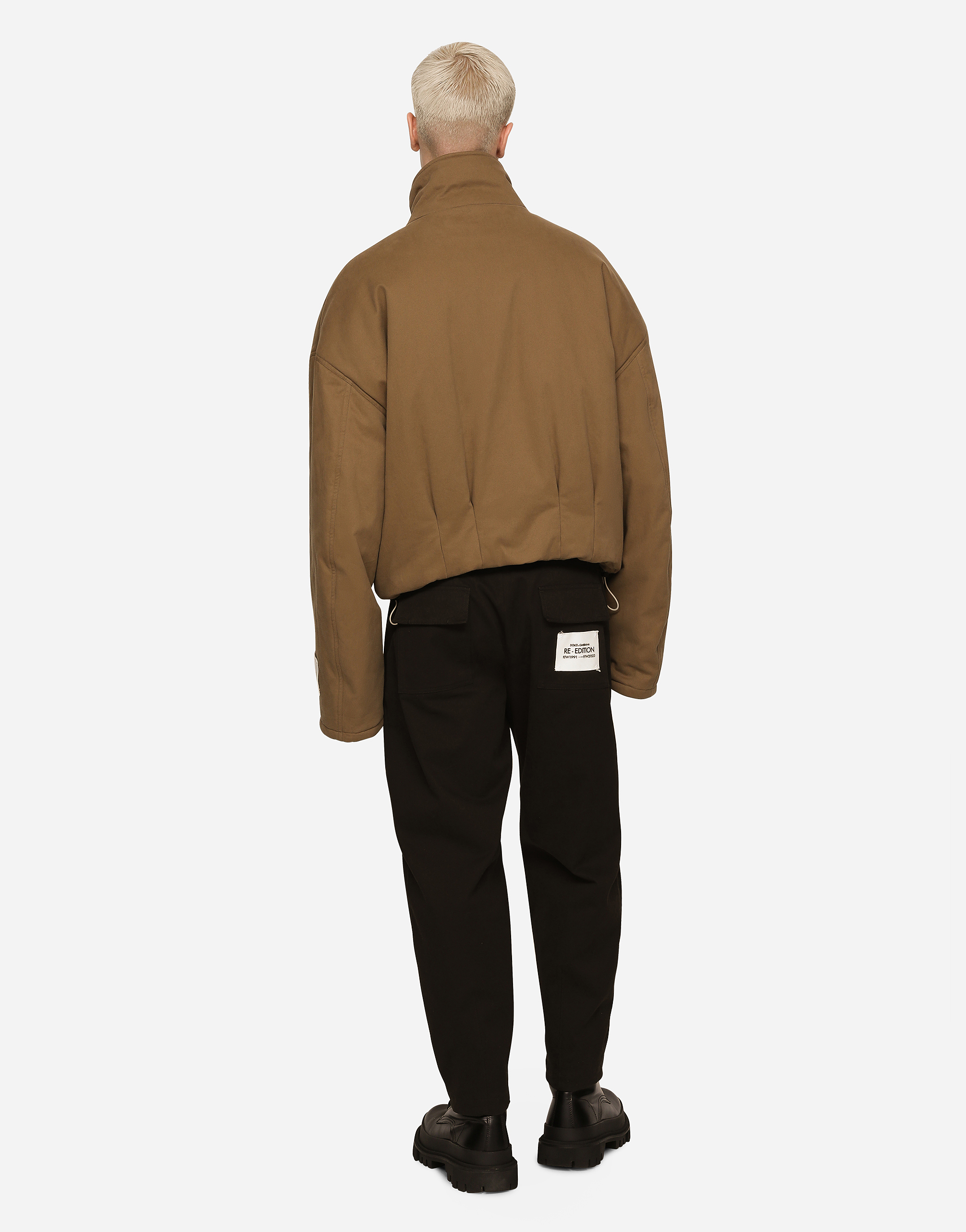 DOLCE & GABBANA PADDED WASHED STRETCH DRILL JACKET