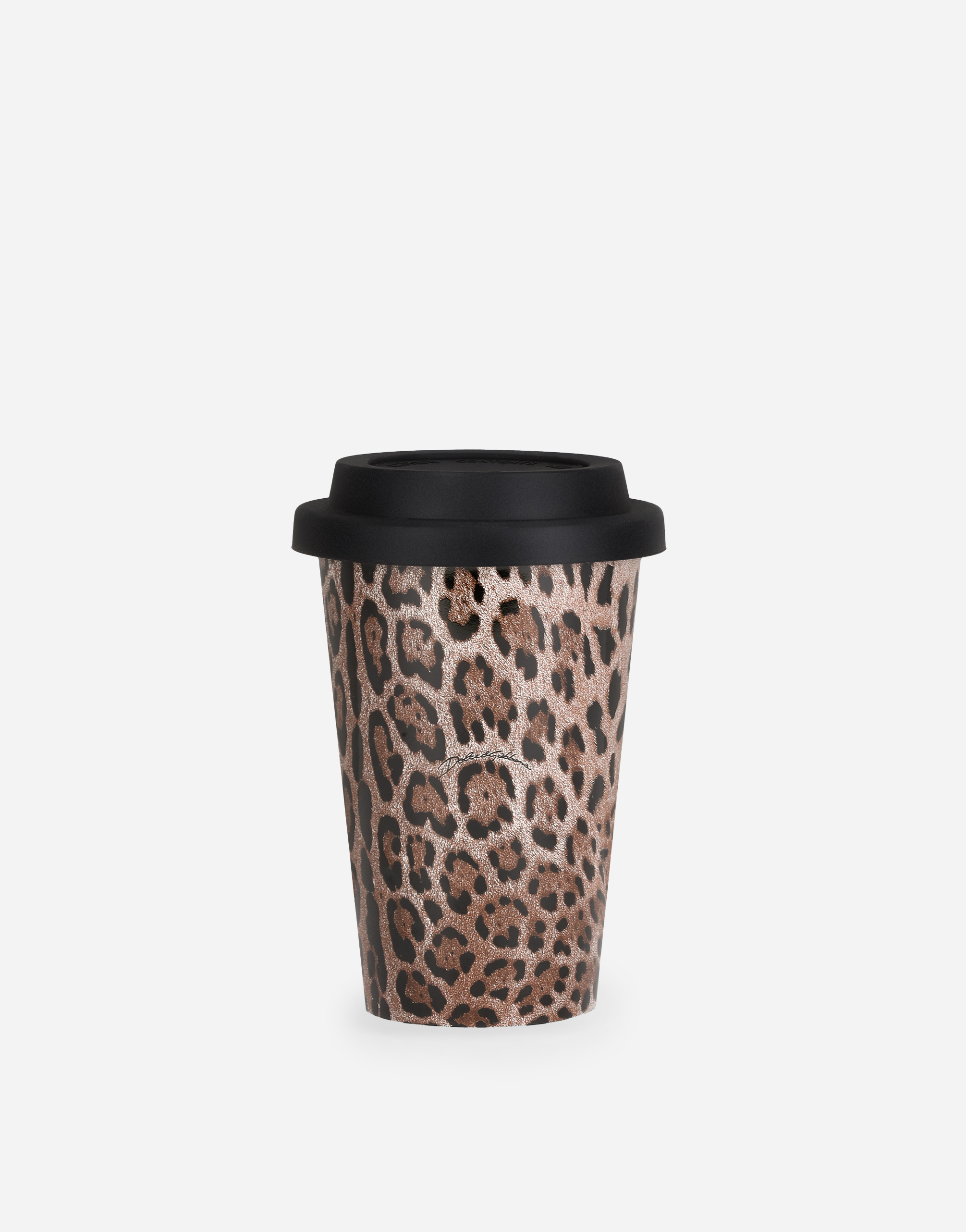 Dolce & Gabbana Ceramic Travel Mug In Brown