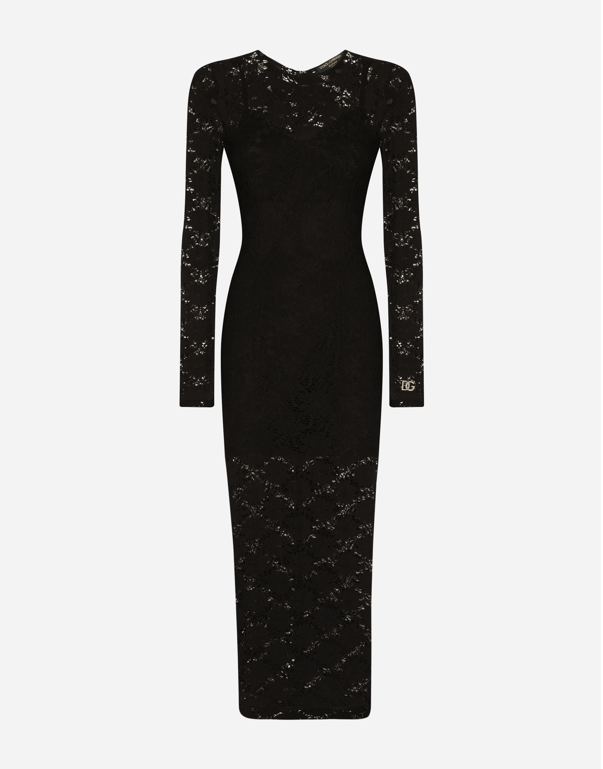 Dolce & Gabbana Long Lace Dress In Black
