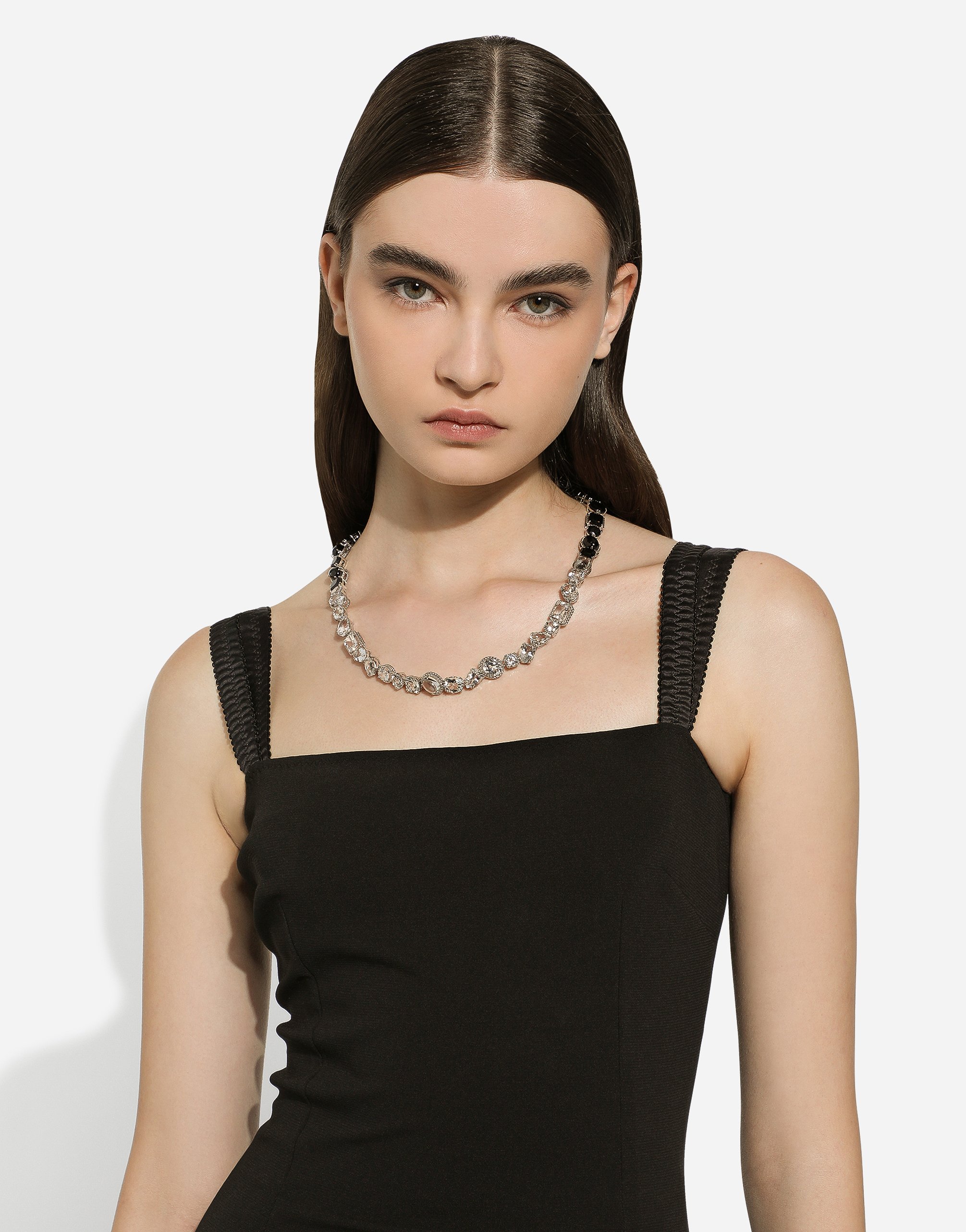 Dolce & Gabbana Anna Necklace In White Gold 18kt With Spinels And Topazes In Weiss