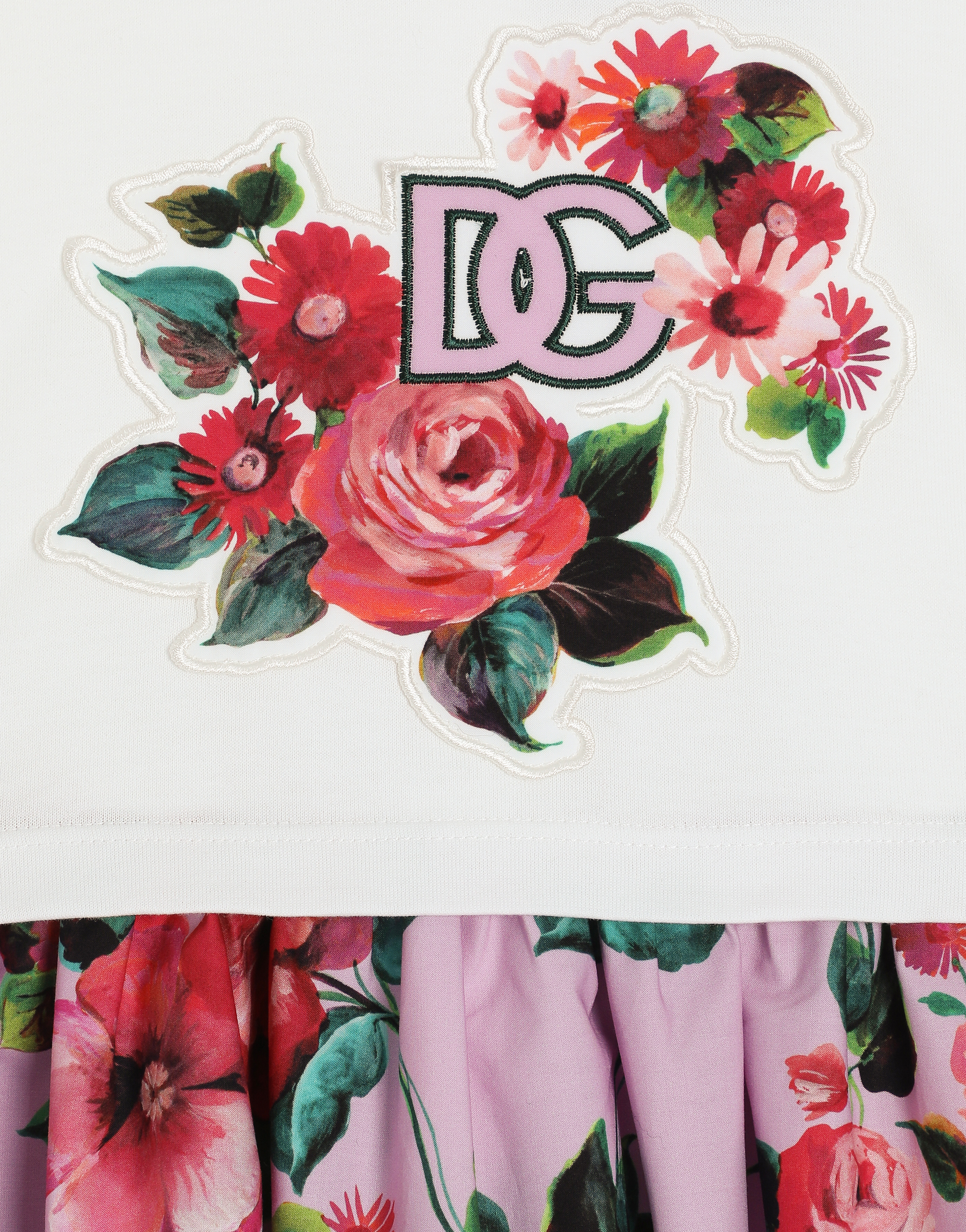 Dolce & Gabbana Printed Poplin And Jersey Dress In Multicolor