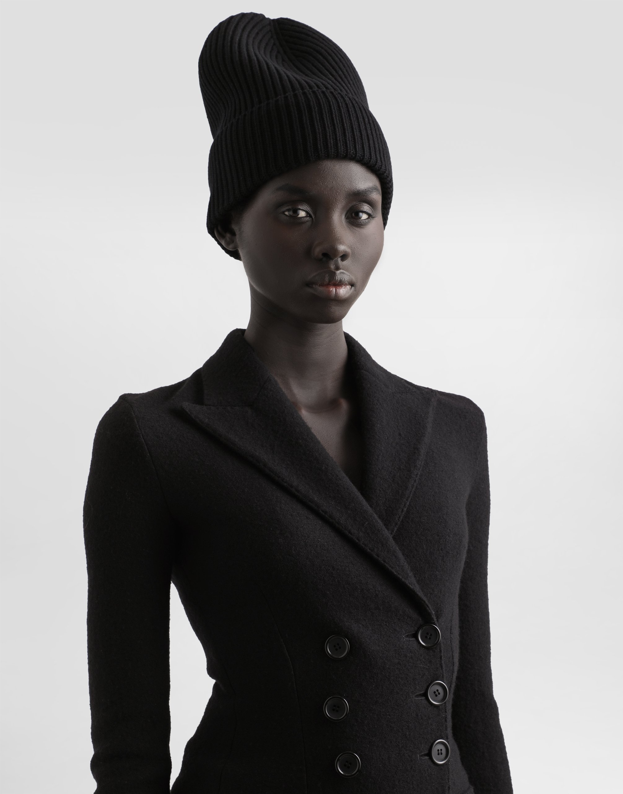 Dolce & Gabbana Double-breasted Jacket In Wool Cloth In Black