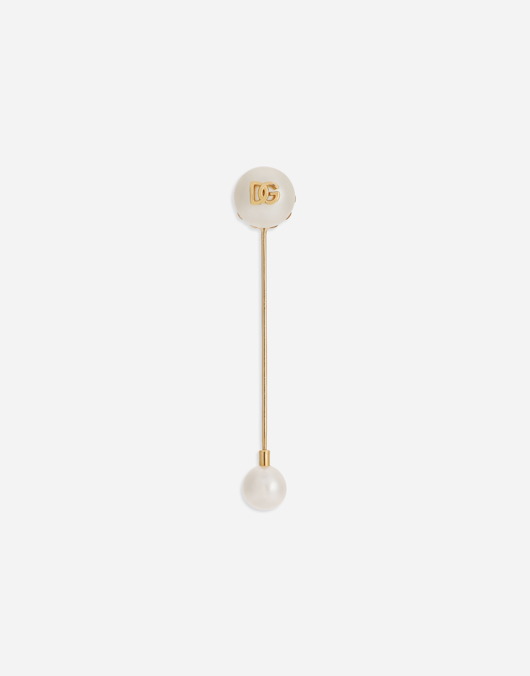 Dolce & Gabbana Lapel Pin With Pearls And Dg Logo In Gold