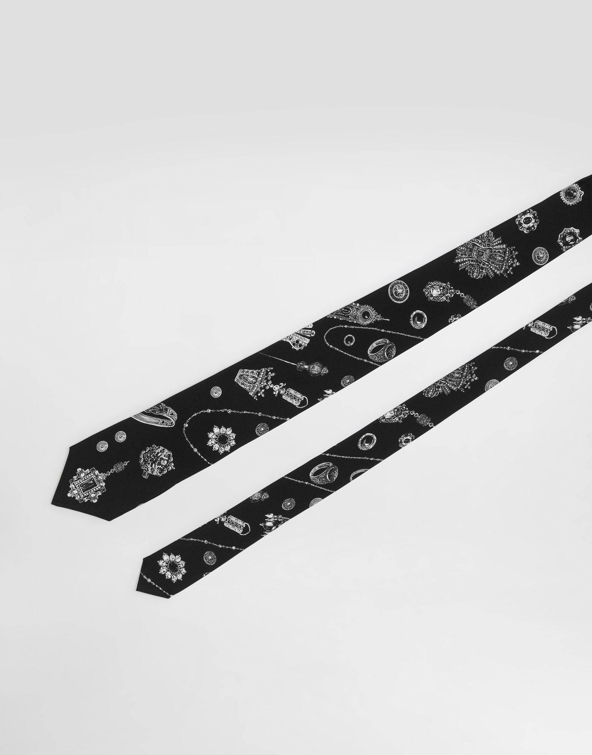 Dolce & Gabbana Jewelry-print Silk Tie In Black