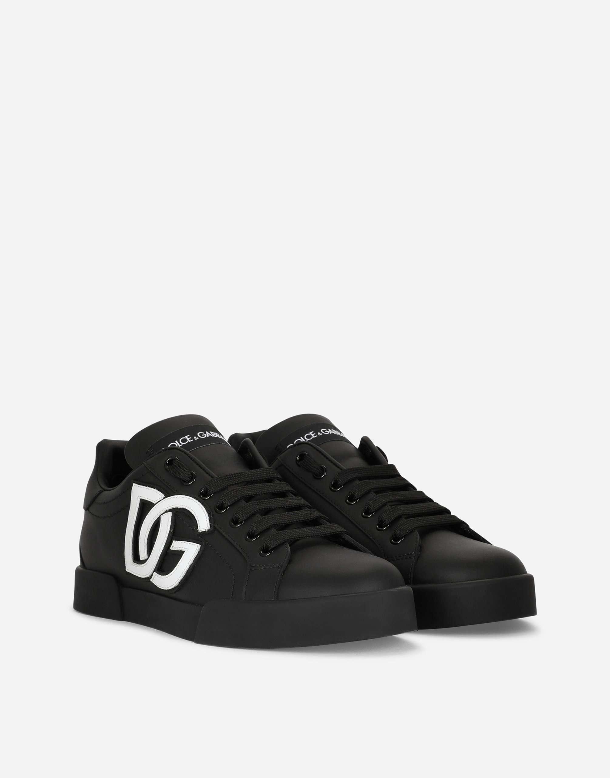 Dolce & Gabbana Calfskin Portofino Sneakers With Dg Logo In Multicolor