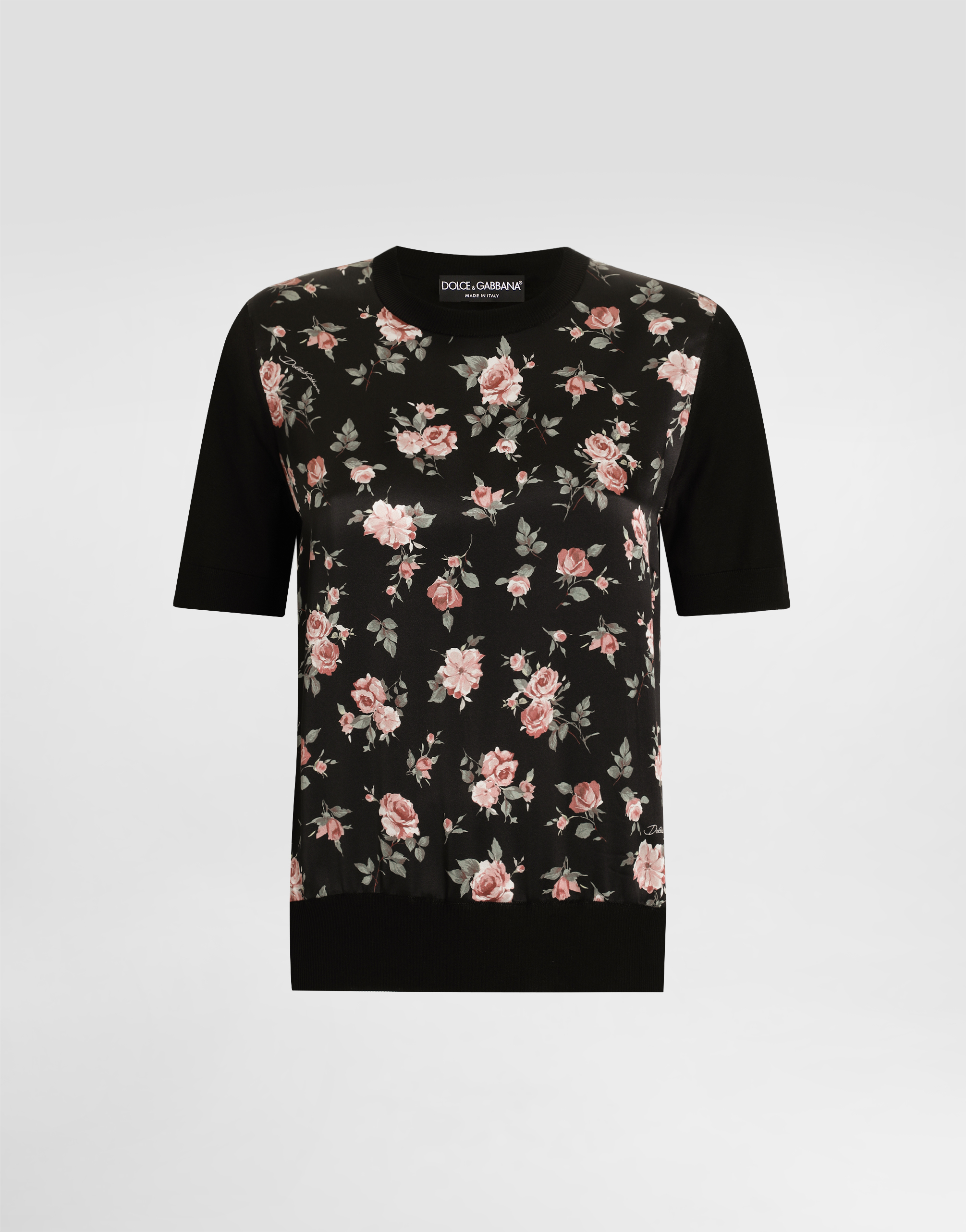 Dolce & Gabbana ビンテージ ローズプリント シルク プルオーバー