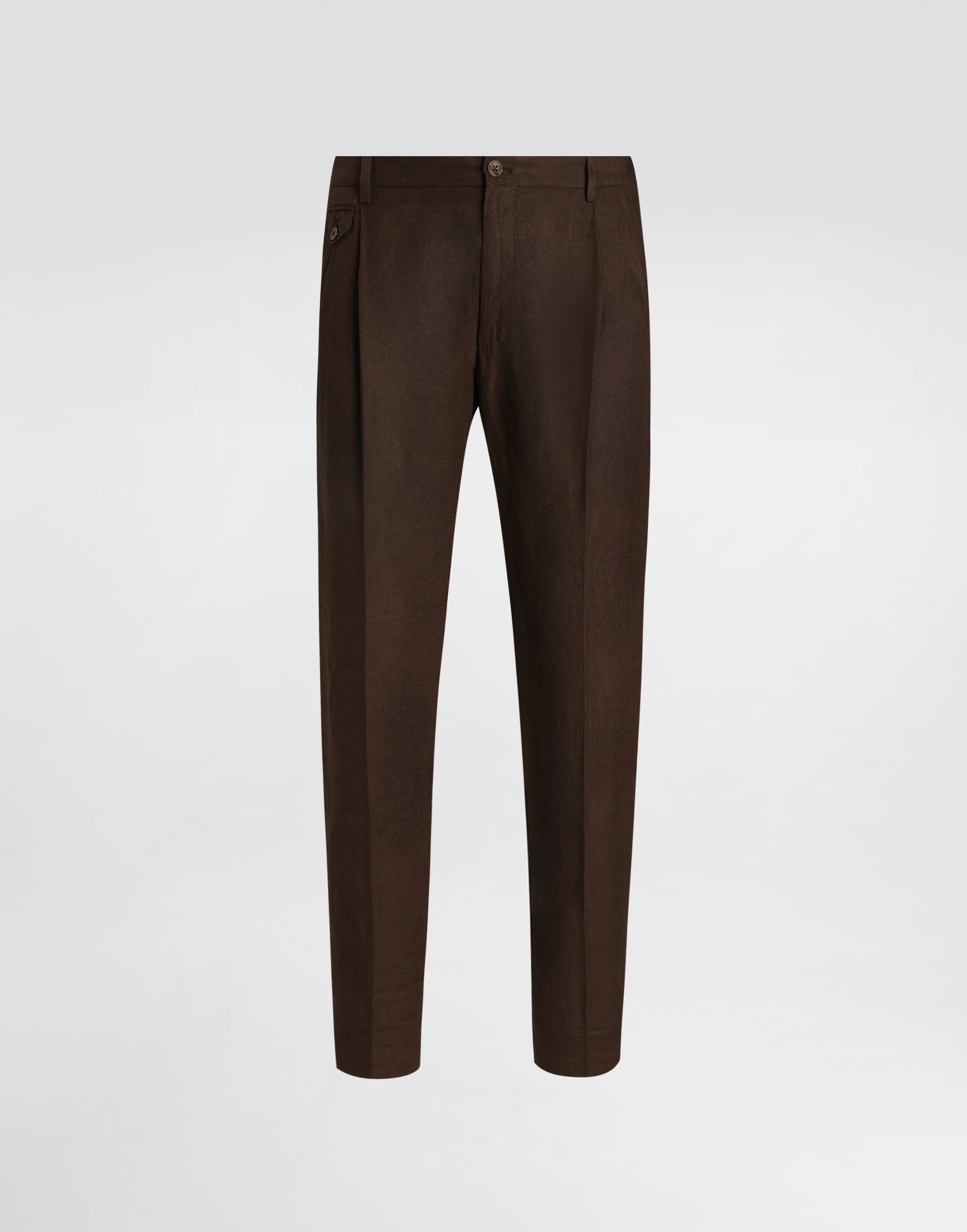 男士BrownLinen trousers | Dolce&Gabbana®