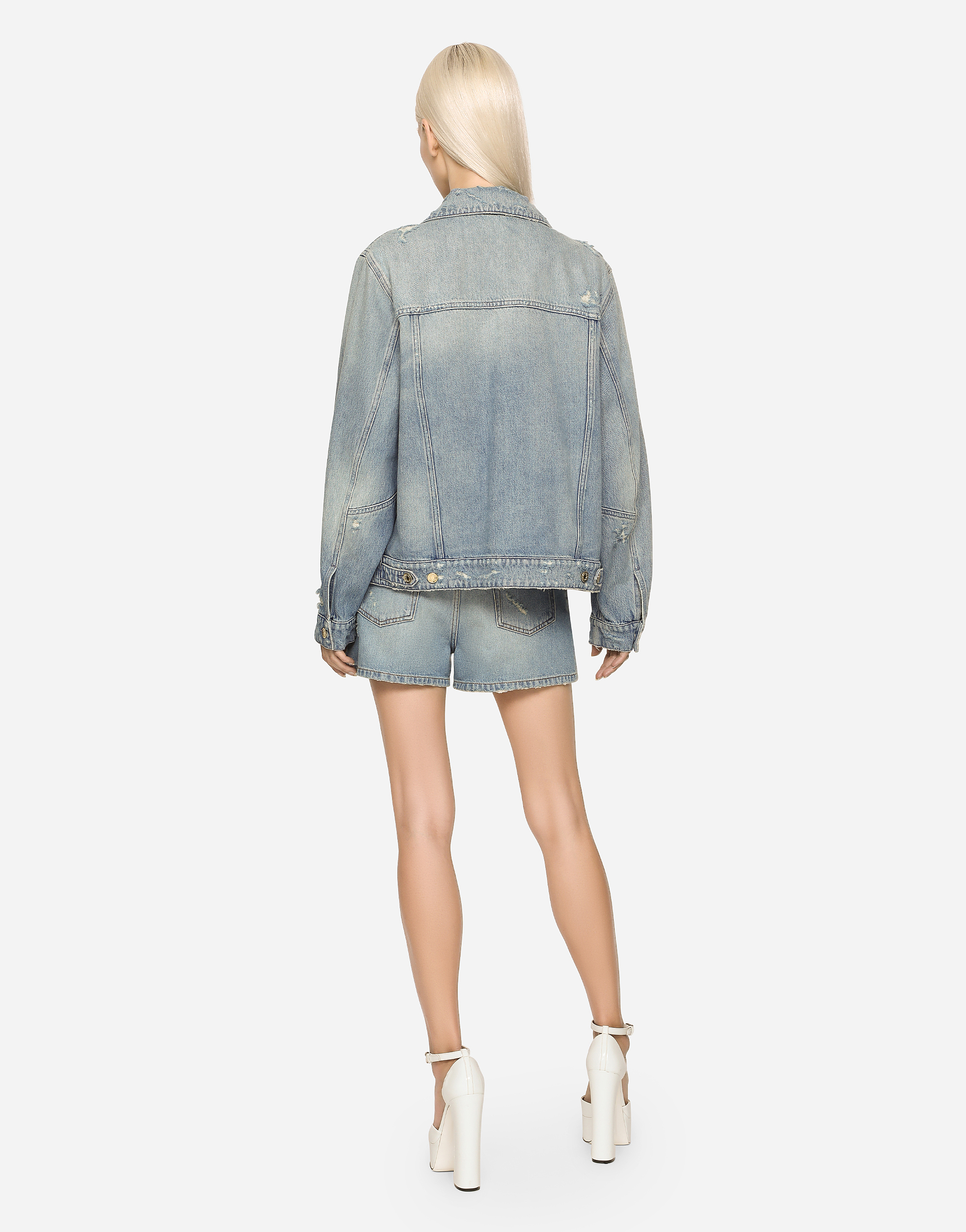 Dolce & Gabbana High-waisted Denim Shorts In Multicolor
