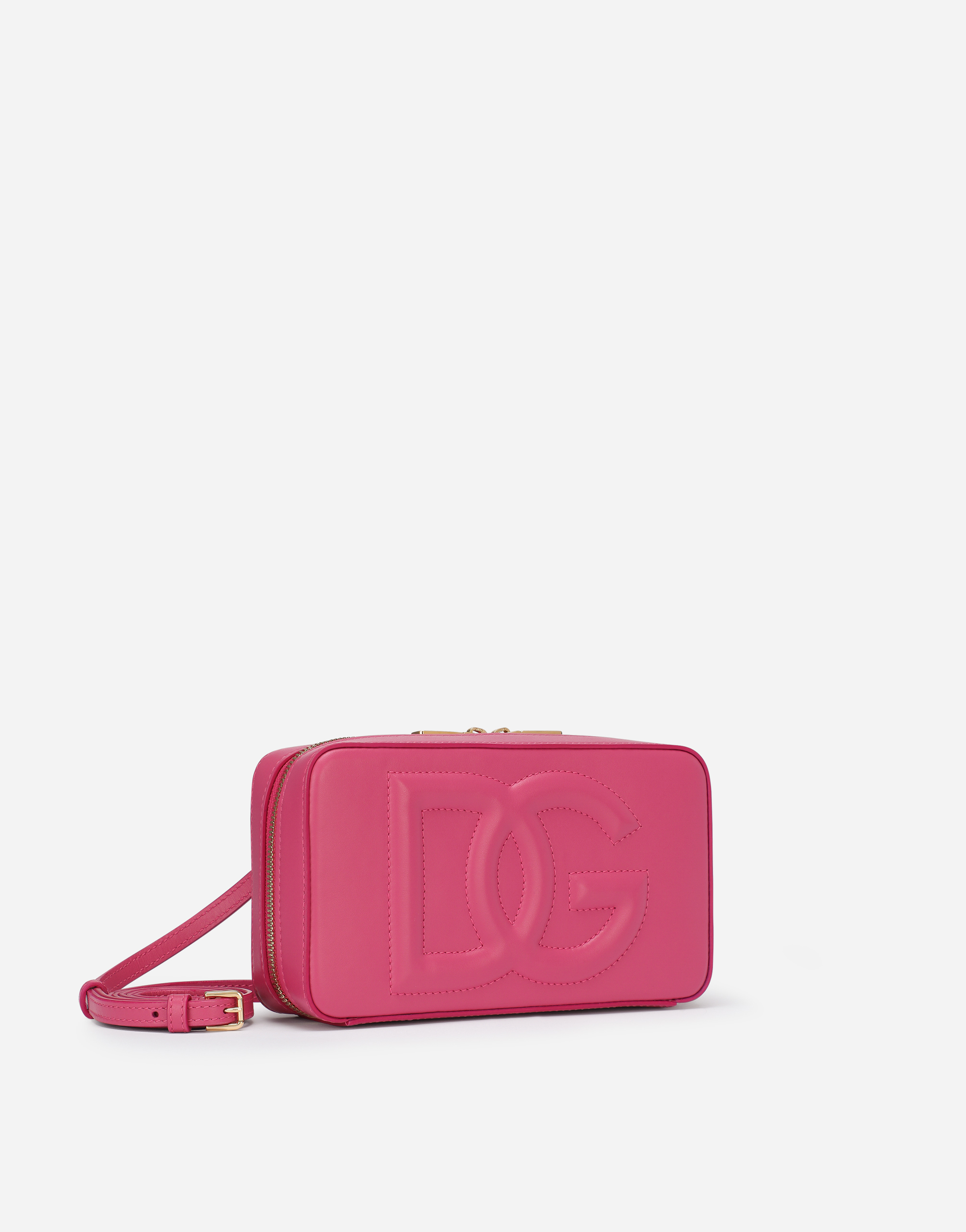 Shop Dolce & Gabbana Small Calfskin Logo Camera Bag In Lilac