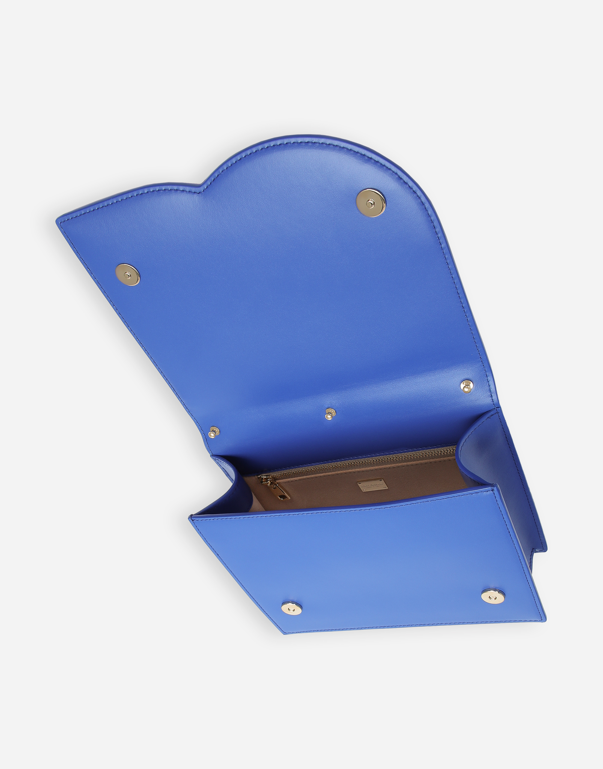 Dolce & Gabbana Calfskin Dg Logo Crossbody Bag In Blue
