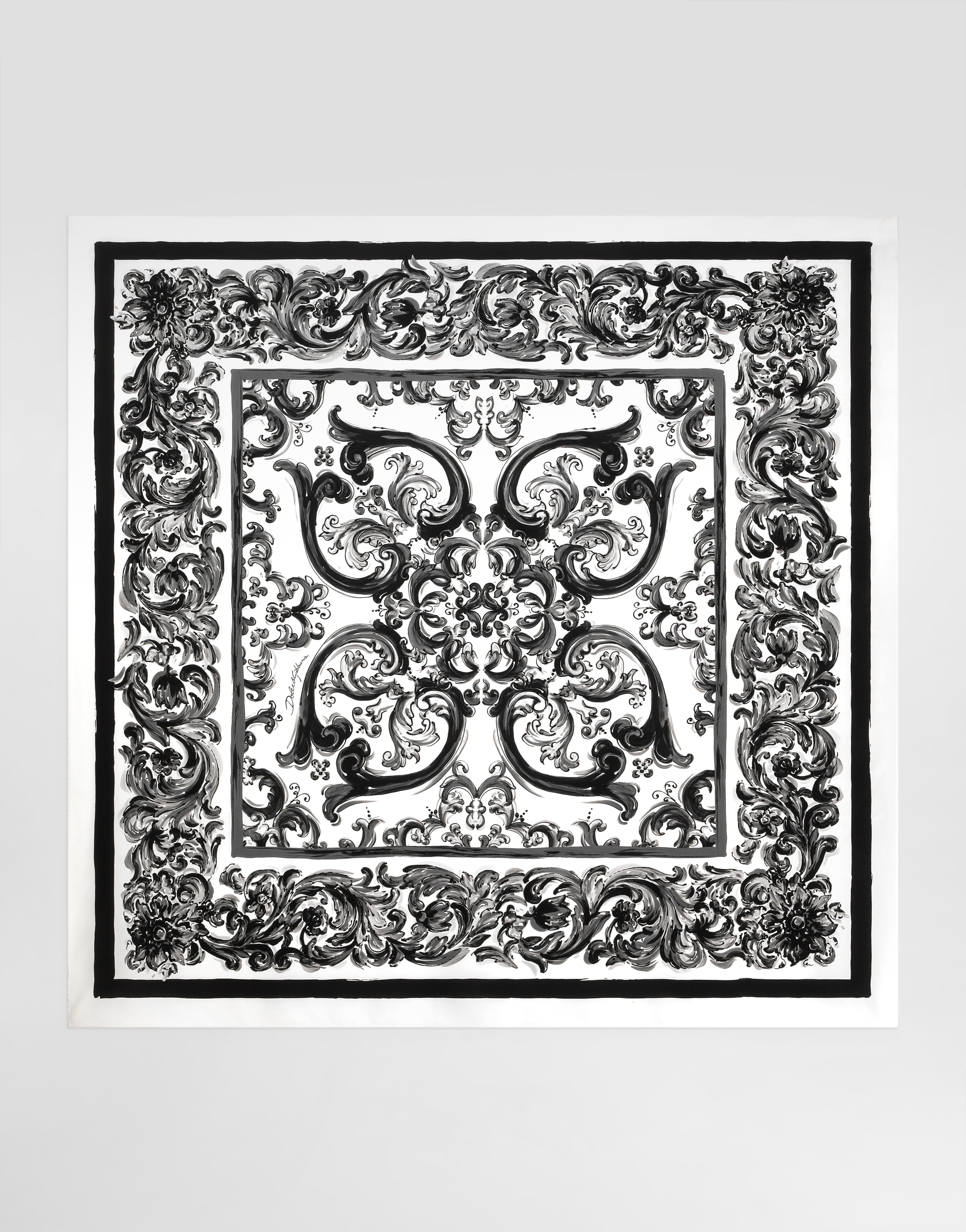 Dolce & Gabbana Majolica-print 90x90 Silk Twill Scarf In Multi