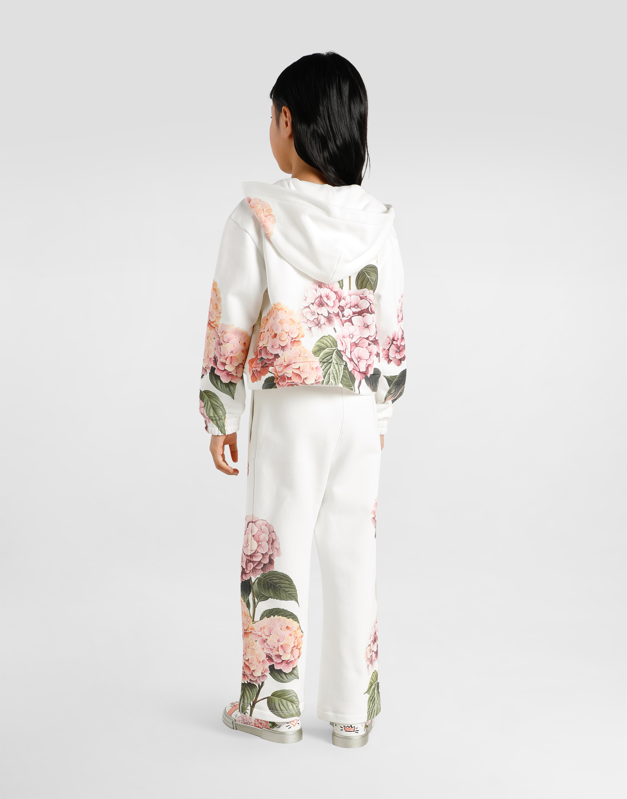 Dolce & Gabbana Hydrangea-print Jersey Trousers With Patch In Multi