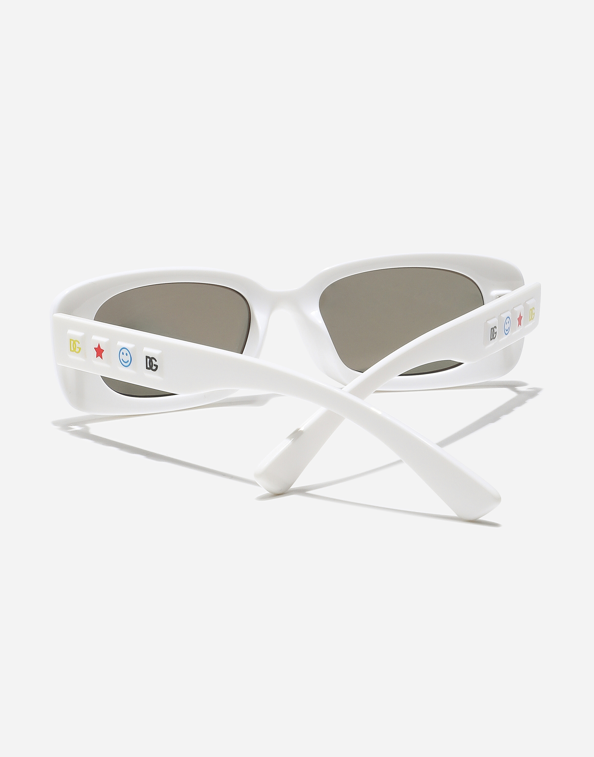 Dolce & Gabbana Dg Charms Rectangle-frame Sunglasses In White
