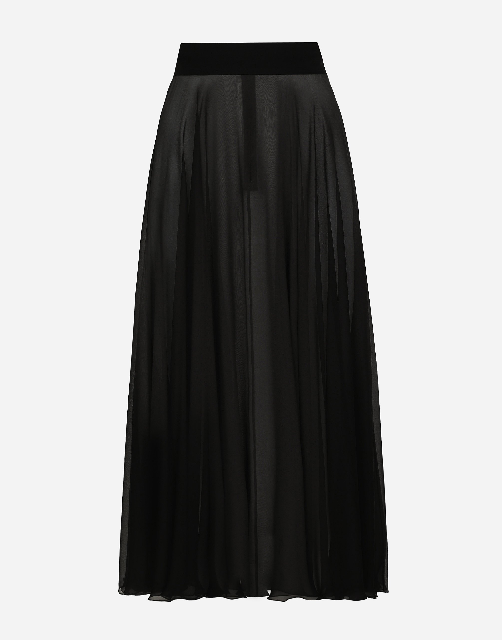 Dolce & Gabbana Silk Pleated Flared Skirt In ブラック